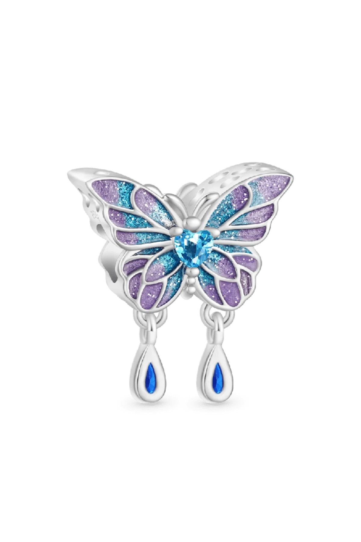 Gnoce Mavi Morpho Kelebek Charm, 925 Ayar Gümüş