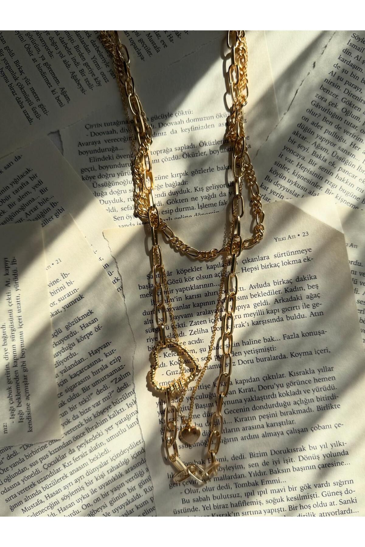 Taure Accessoires Altın Üçlü Zincir Set Bijuteri