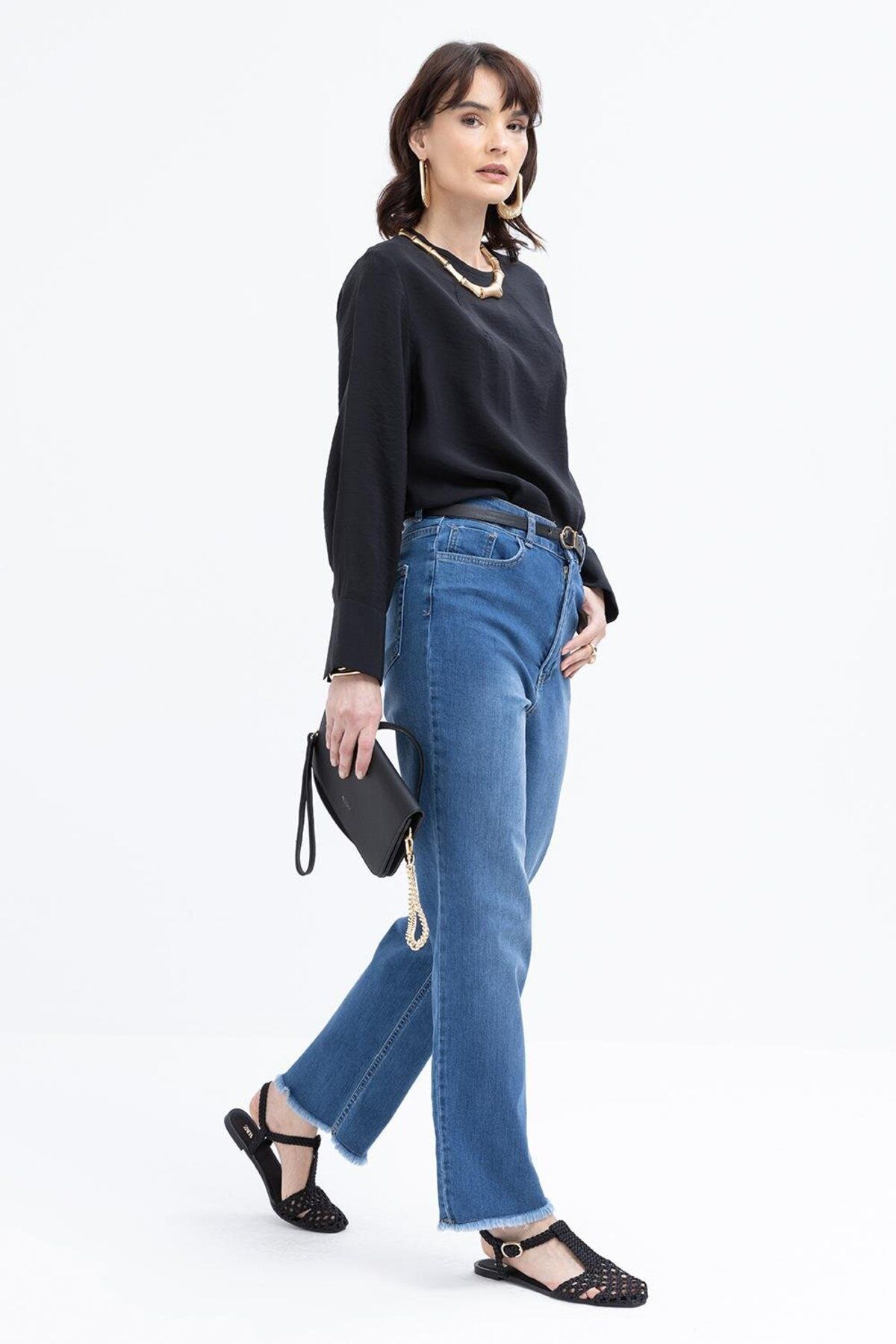 ALLDAY Açık Mavi-Likralı Geniş Paça Denim Pantolon