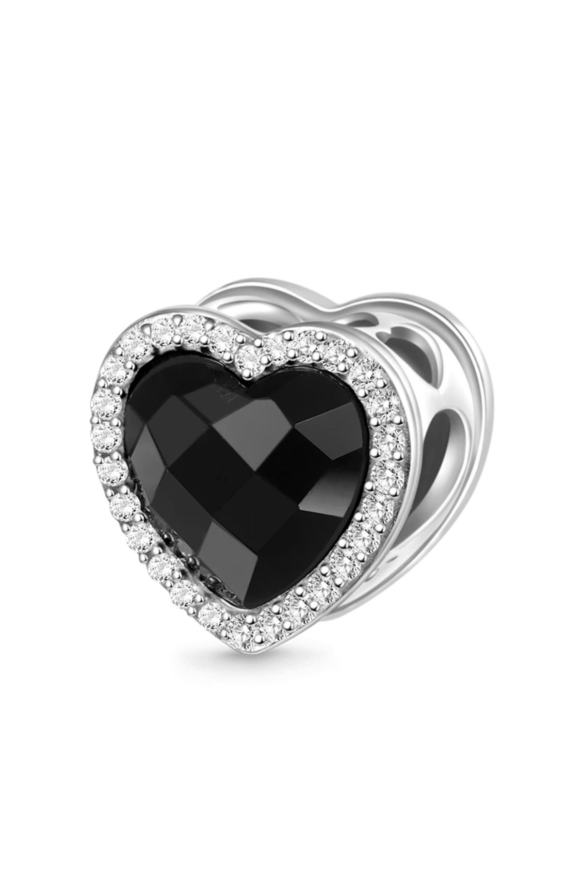Gnoce "Til Death" Parıldayan Aşk Kalp Charm, 925 Ayar Gümüş