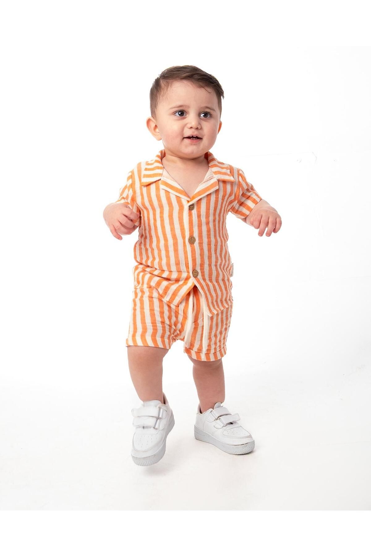 çojuxs ÇİZGİLİ GÖMLEK AYLIK ERKEK 2Lİ TAKIM bebek