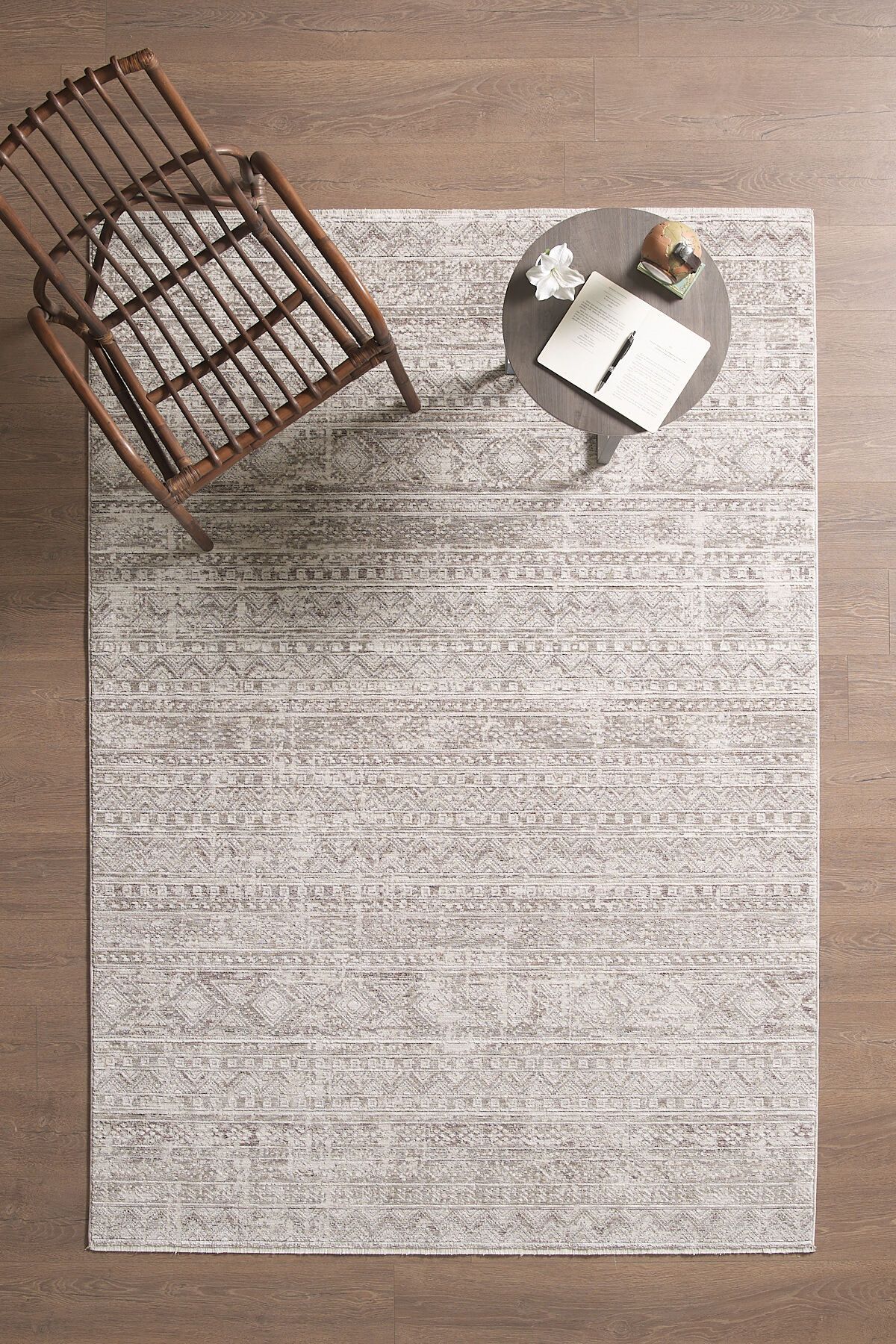 venucci home & living Olivia Premium Bambu Polyester Oturma Odası Salon Yatak odası Halısı Eskitme Vintage Halı