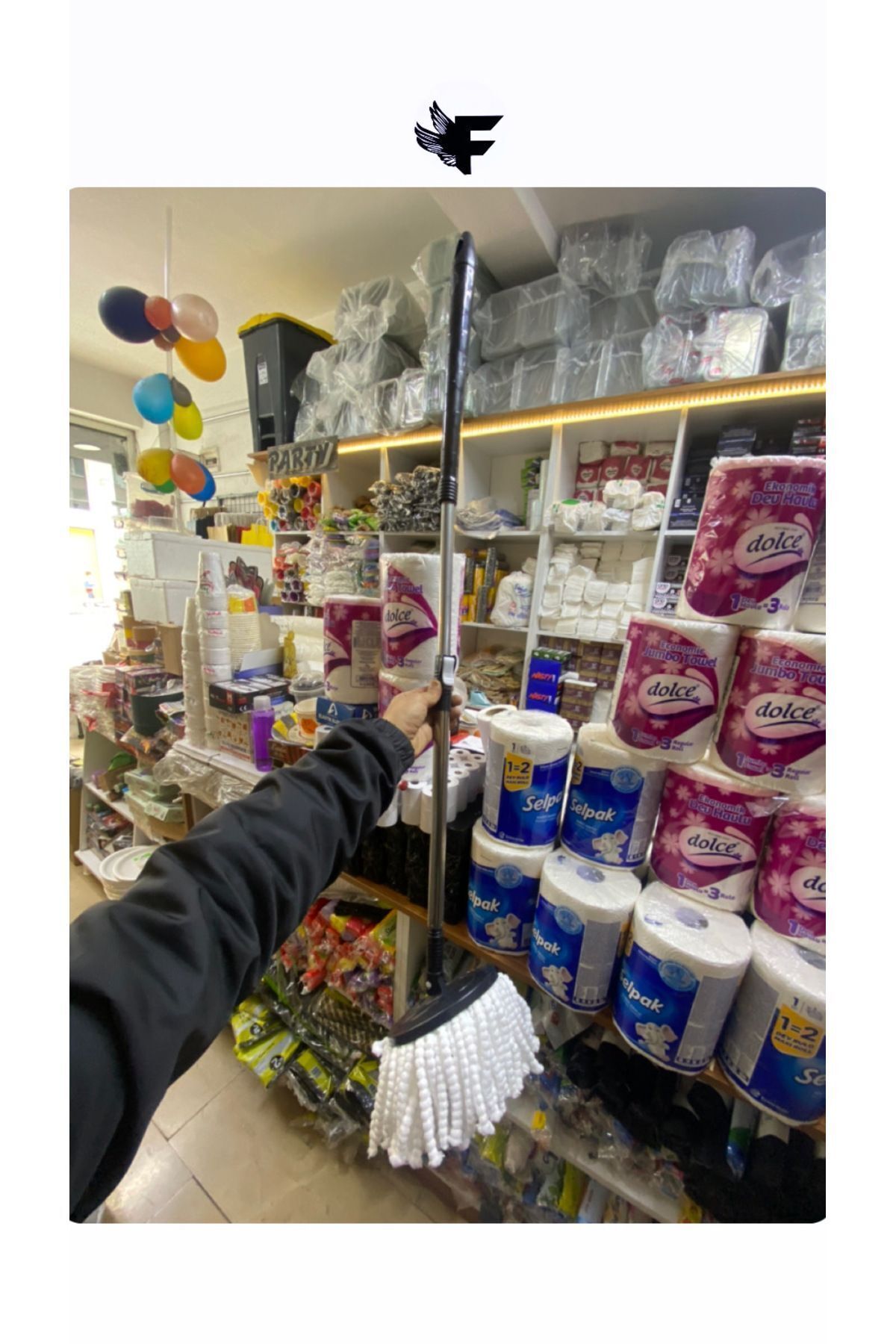 teknotrust Döner Başlıklı Temizlik Seti, Sap, Başlık ve Mikrofiber Paspas, 4 Parça