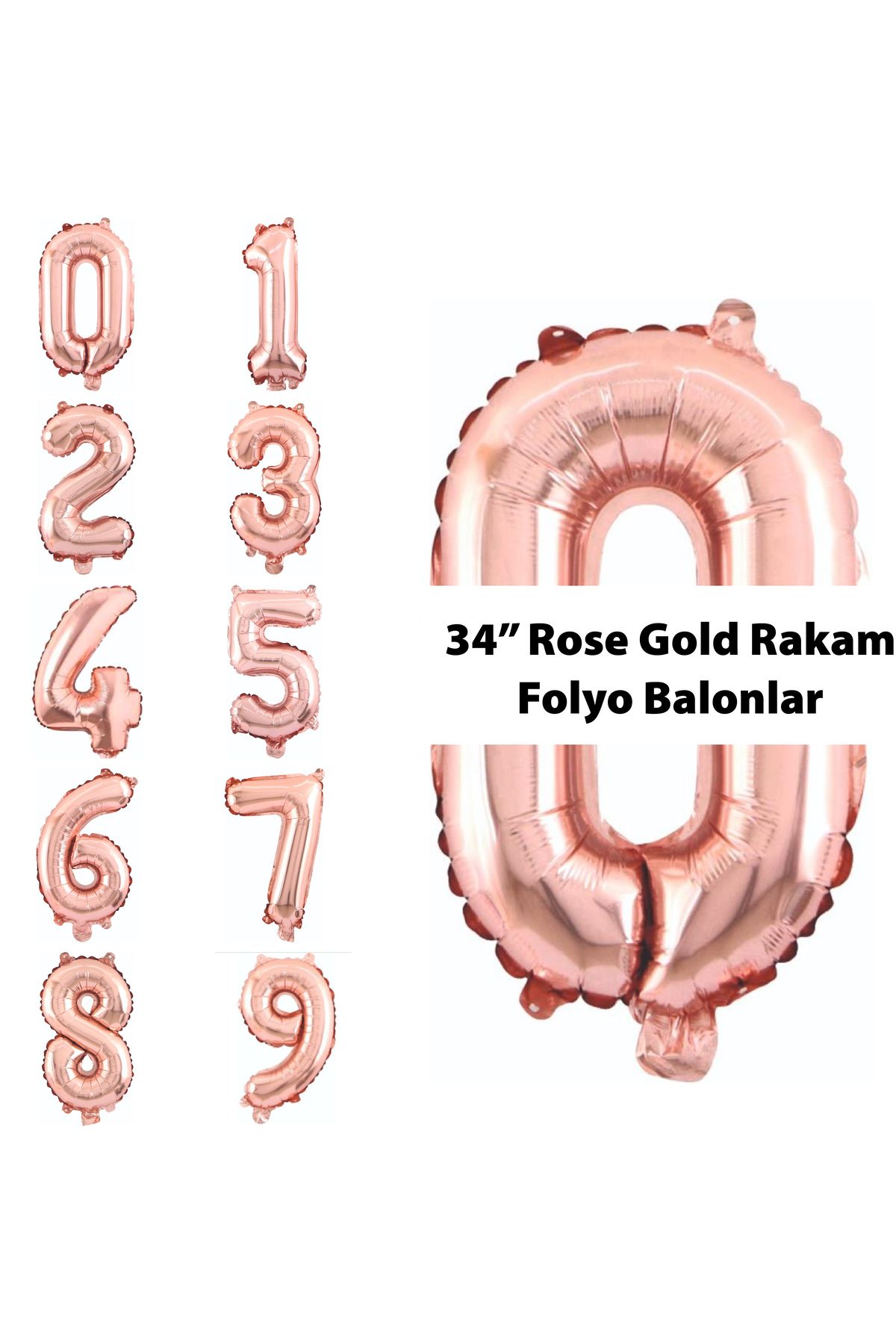 PARTİMİO PARTİ MALZEMELERİ Rakam Folyo Balon Rose Gold Renk 34'' (76cm)