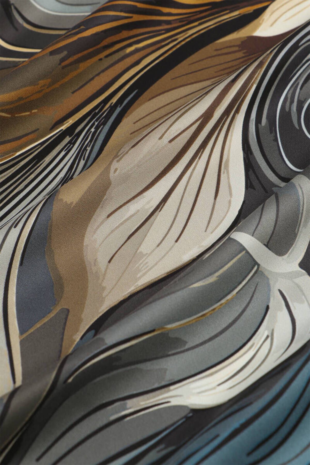 Bursa İpek-Μέντα Arya Pattern Twill Μεταξωτό Φουλάρι 2