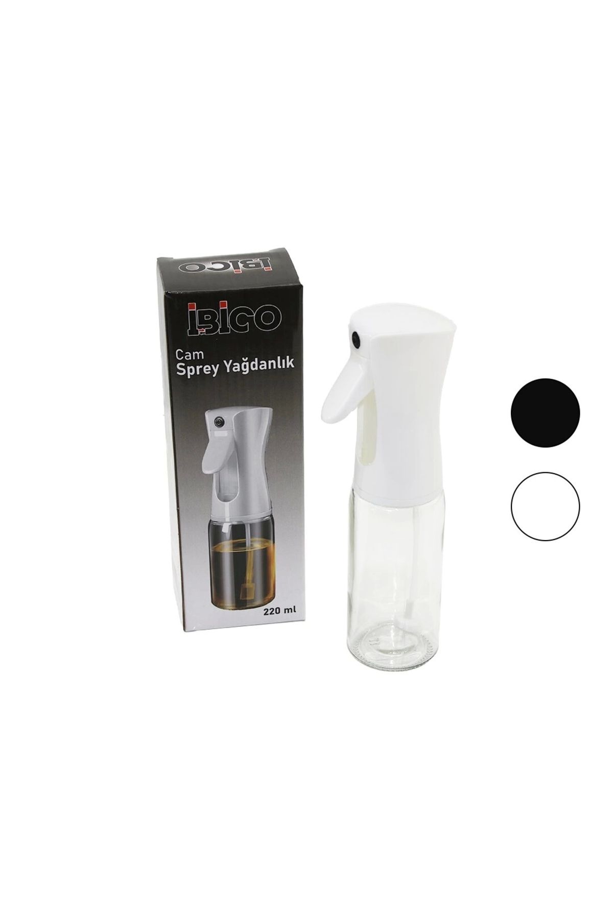Nemere Cam 220ml Yağdanlık Sprey Siyah - Beyaz Plastik Başlık
