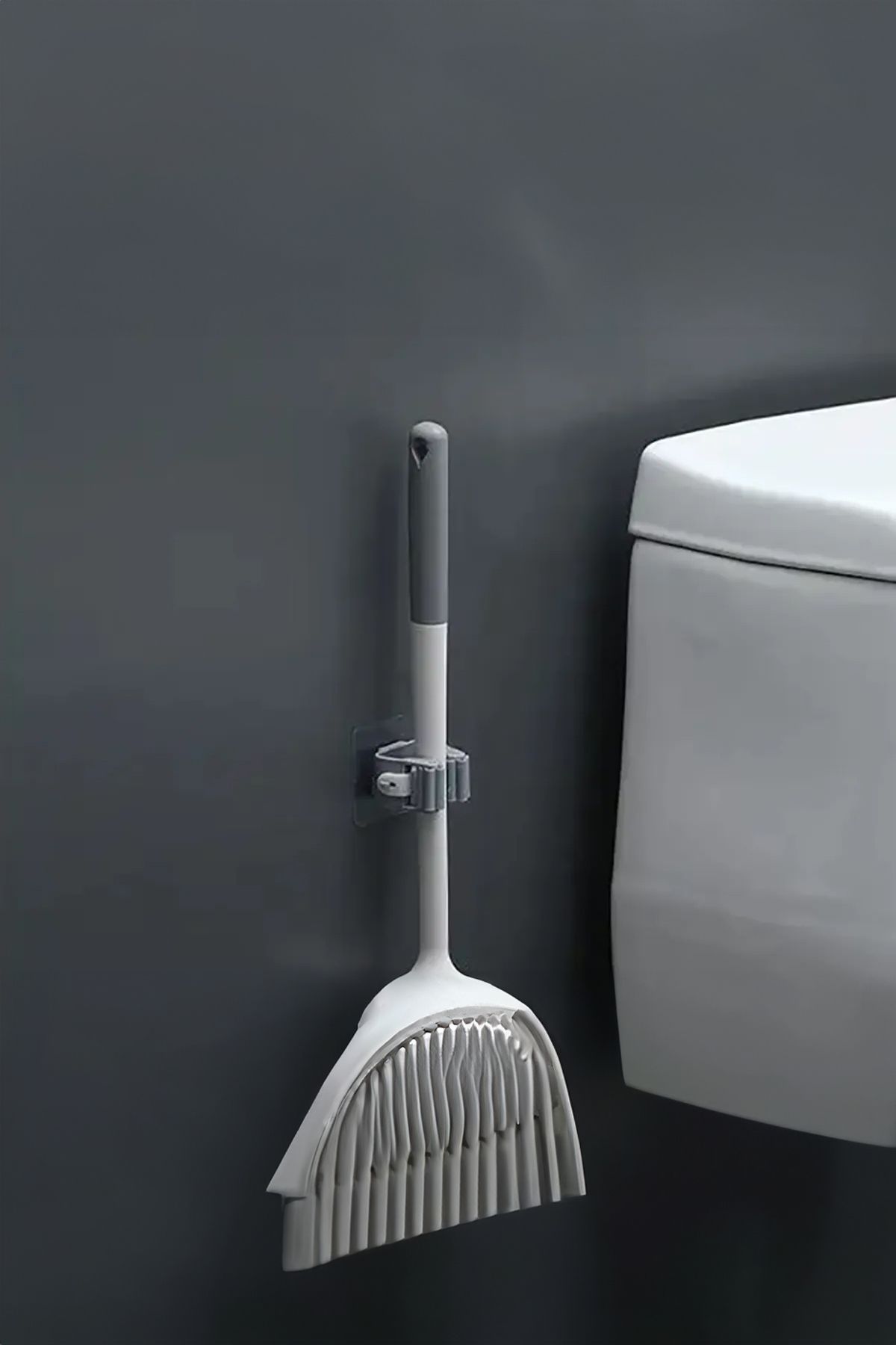 teknotrust Pratik Duvar Askısı, 4'lü Süpürge ve Paspas Tutucu, Şeffaf, Banyo Kullanımı