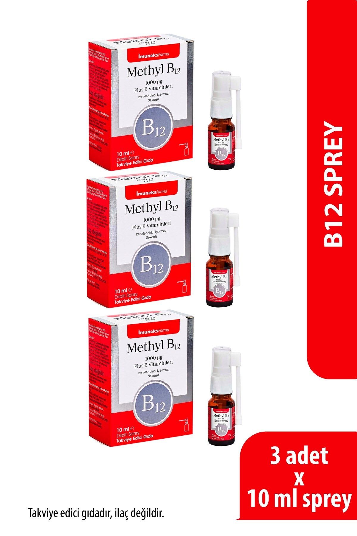 Imuneks Farma B12 Sprey 10 ml x 3 Adet
