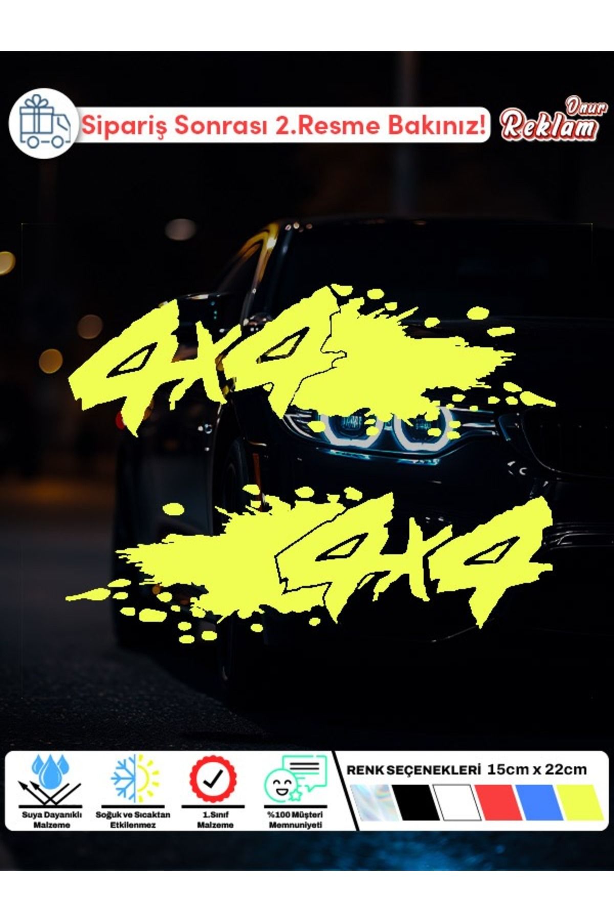 Onur Reklam 4x4 Çamur Efektli Araç Sticker – 2’li Set – 15x22 cm – Suya Dayanıklı