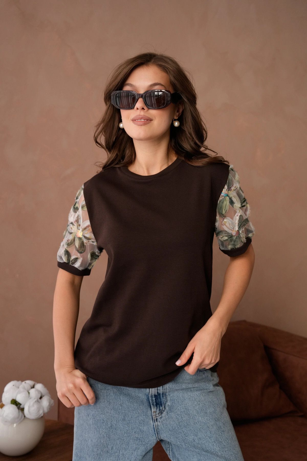 Park Karon Tül Detaylı Basic T-Shirt