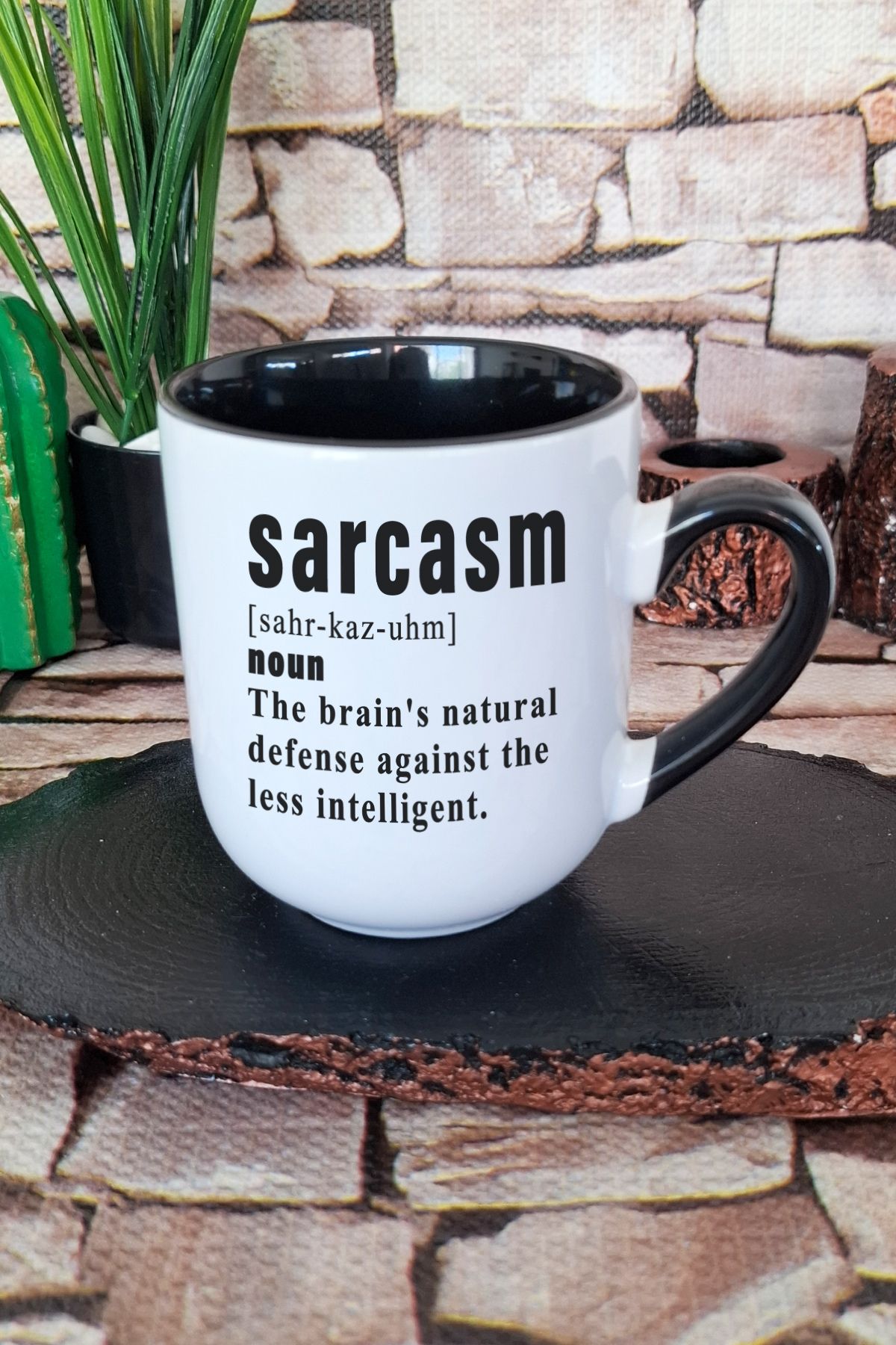 qoeuyl boutique Sarcasm Baskılı İçi ve Kulpu Siyah Renkli Premium Kupa Bardak