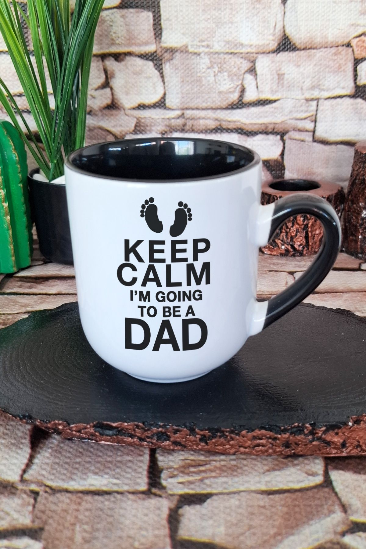 qoeuyl boutique Keep Calm I'm Going To Be A Dad Baskılı İçi ve Kulpu Siyah Renkli Premium Kupa Bardak