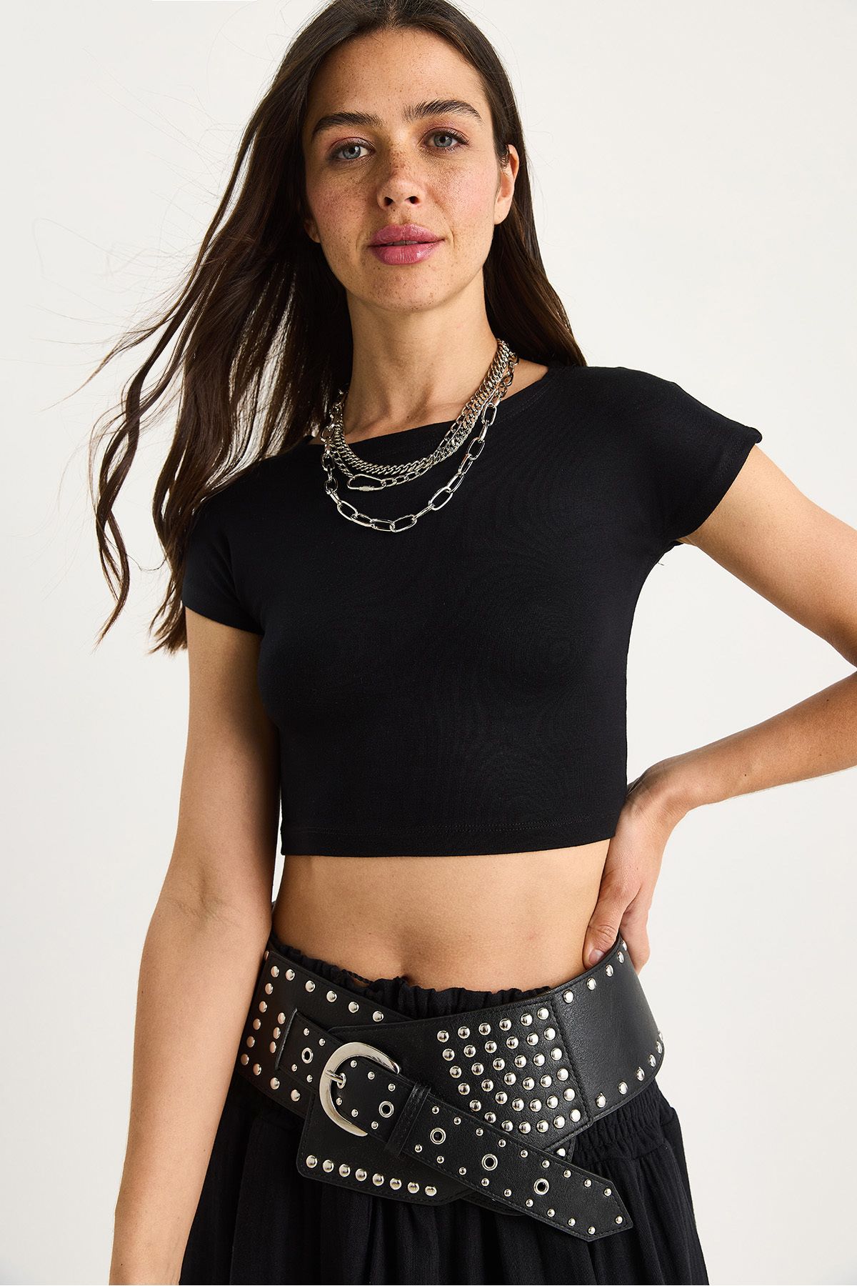 Bianco Lucci Kadın %100 Pamuklu Crop T-Shirt 60602062