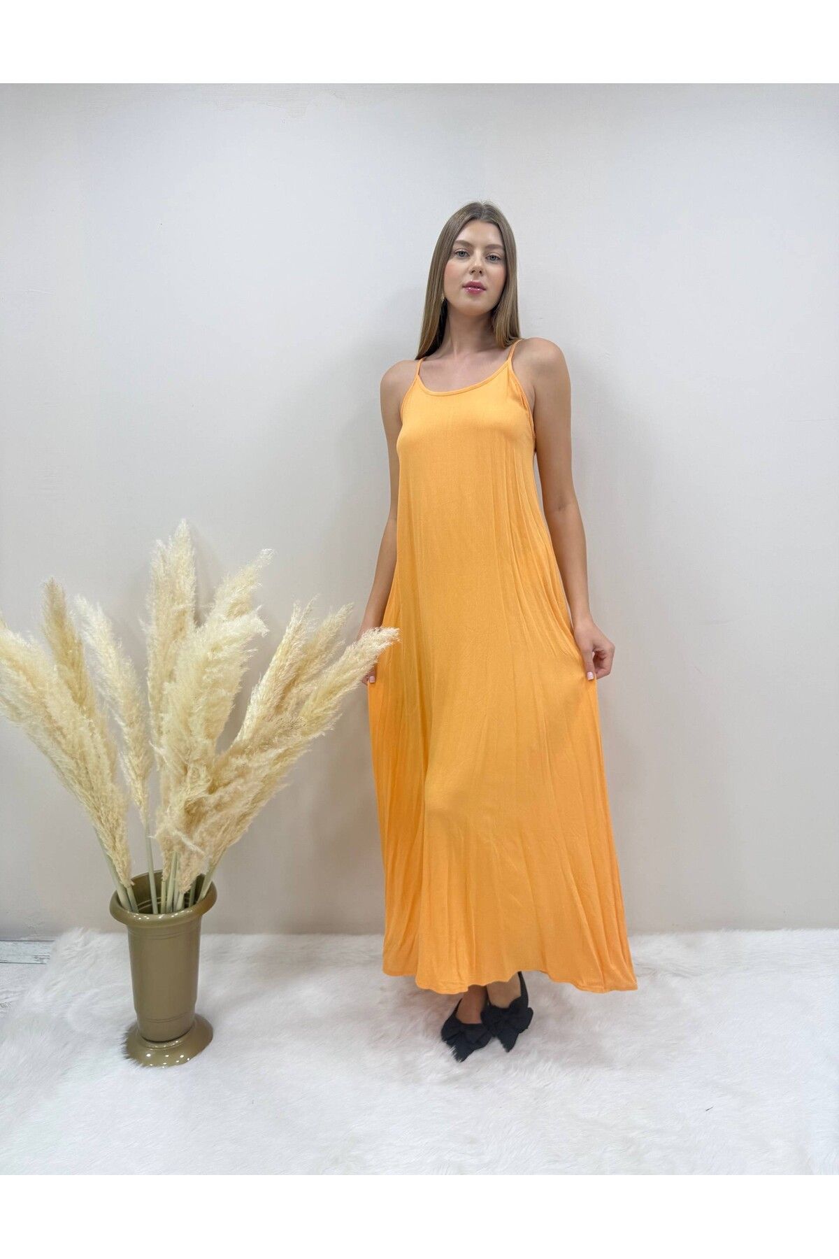 AsprinFashion ASKILI ELBİSE TURUNCU