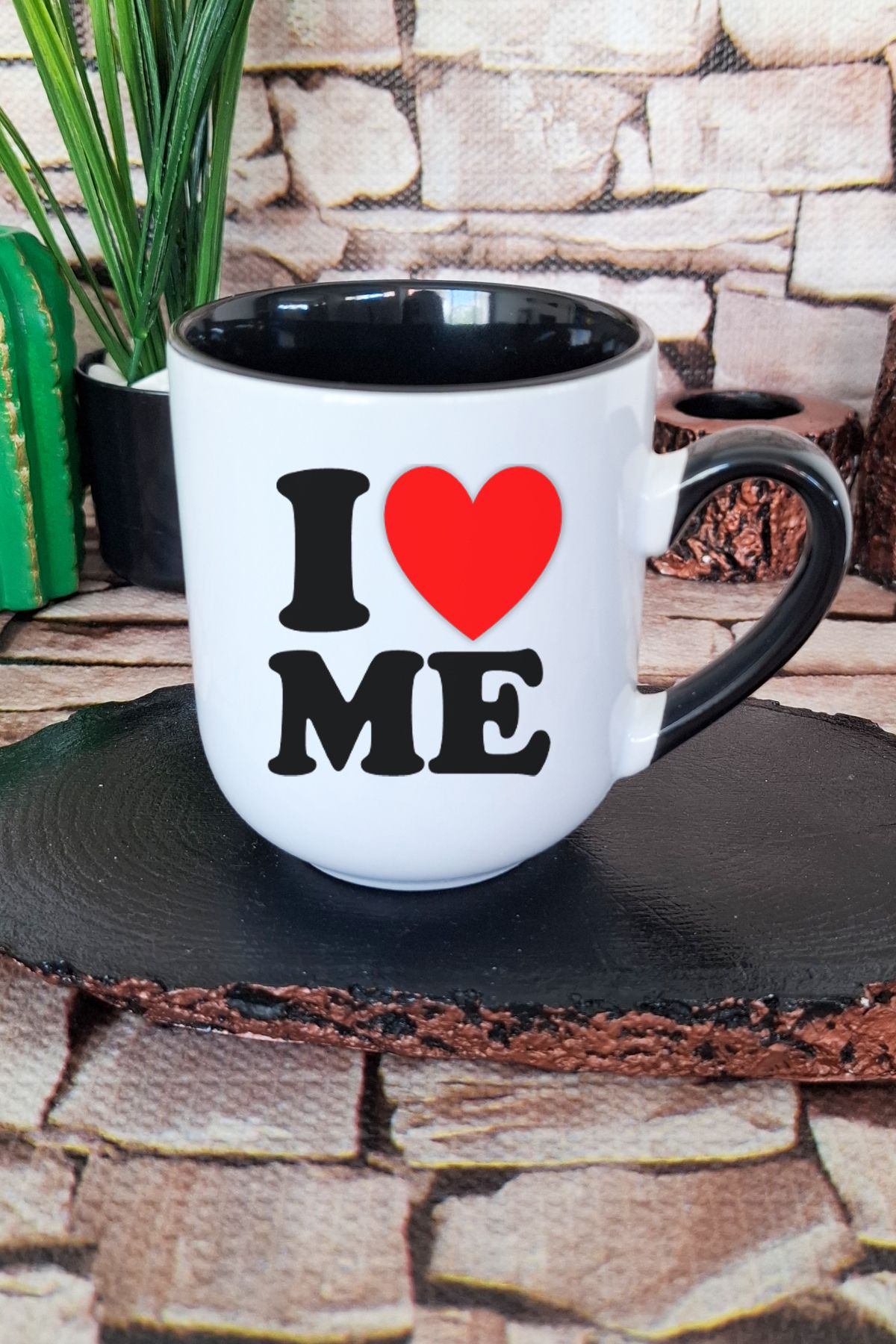 qoeuyl boutique I Love Me Baskılı Eğlenceli Kupa BardakBaskılı İçi ve Kulpu Siyah Renkli Premium Kupa Bardak