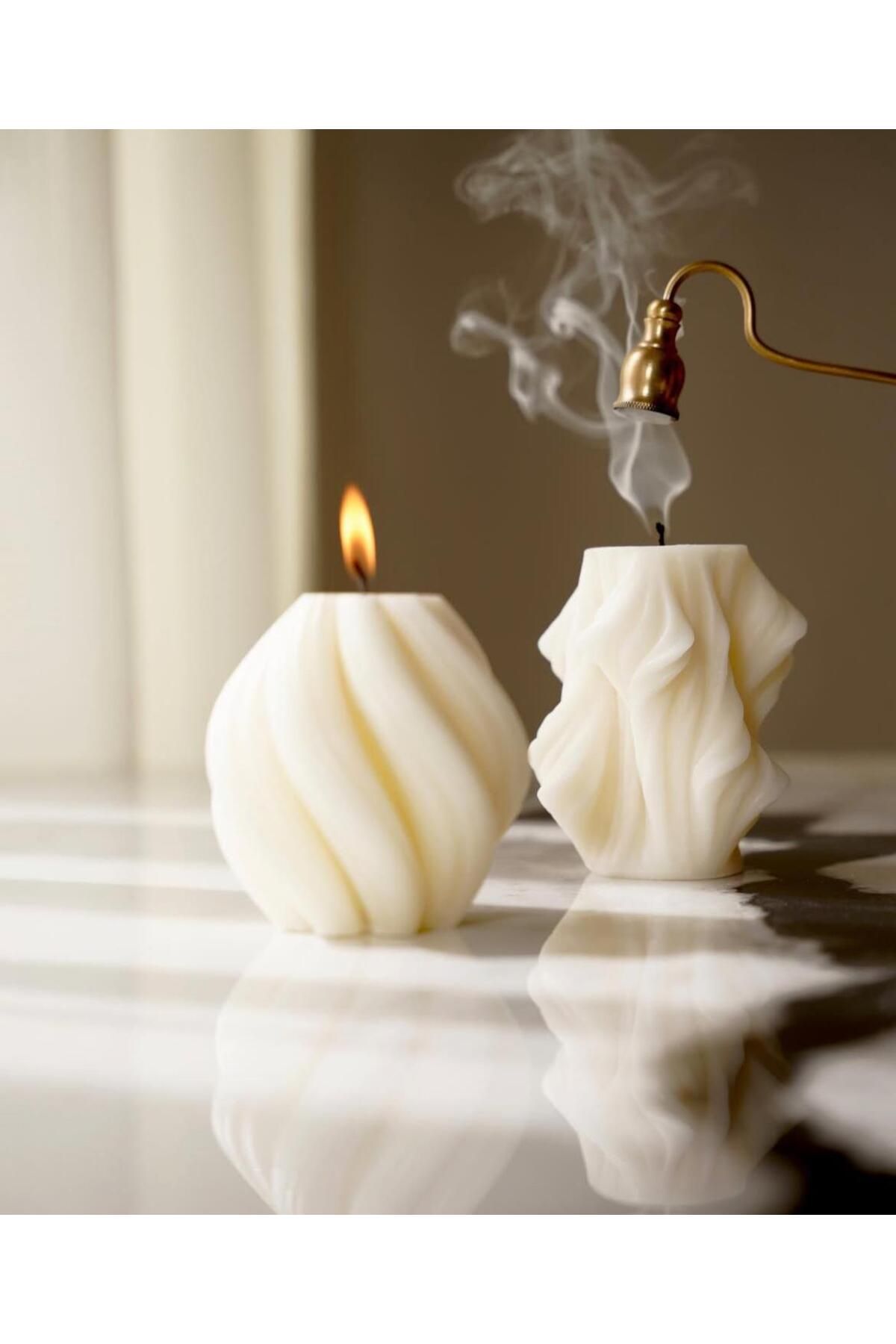 SCA CANDLE Dekoratif Mum Yuvarlak Dalga +Dalga toplam 2 parça
