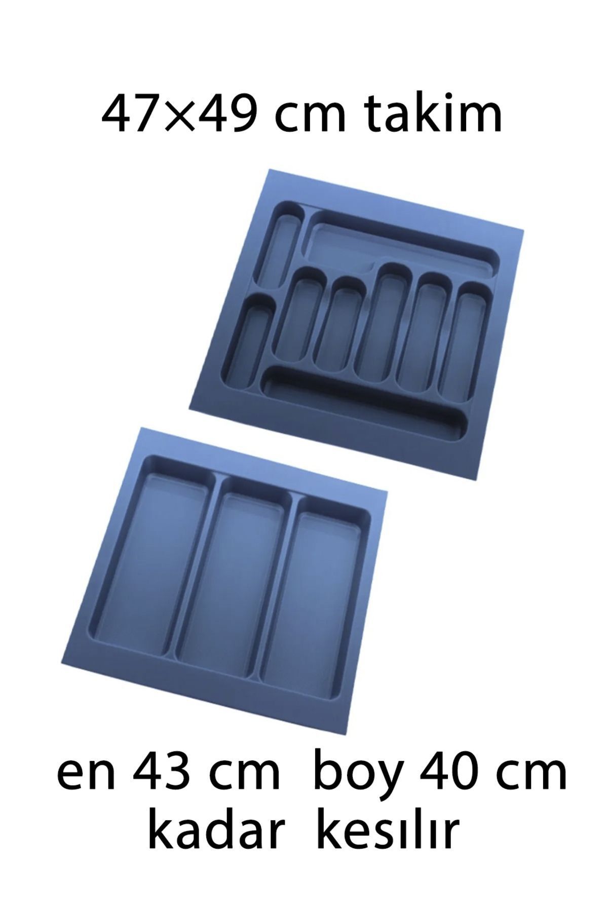 Tempo 2'li Gri Renk Çekmece Içi Kaşıklık ve Kepçelik 47x49 Cm SET OLARAK (43x40 Ölçülerine Kesilebilir )