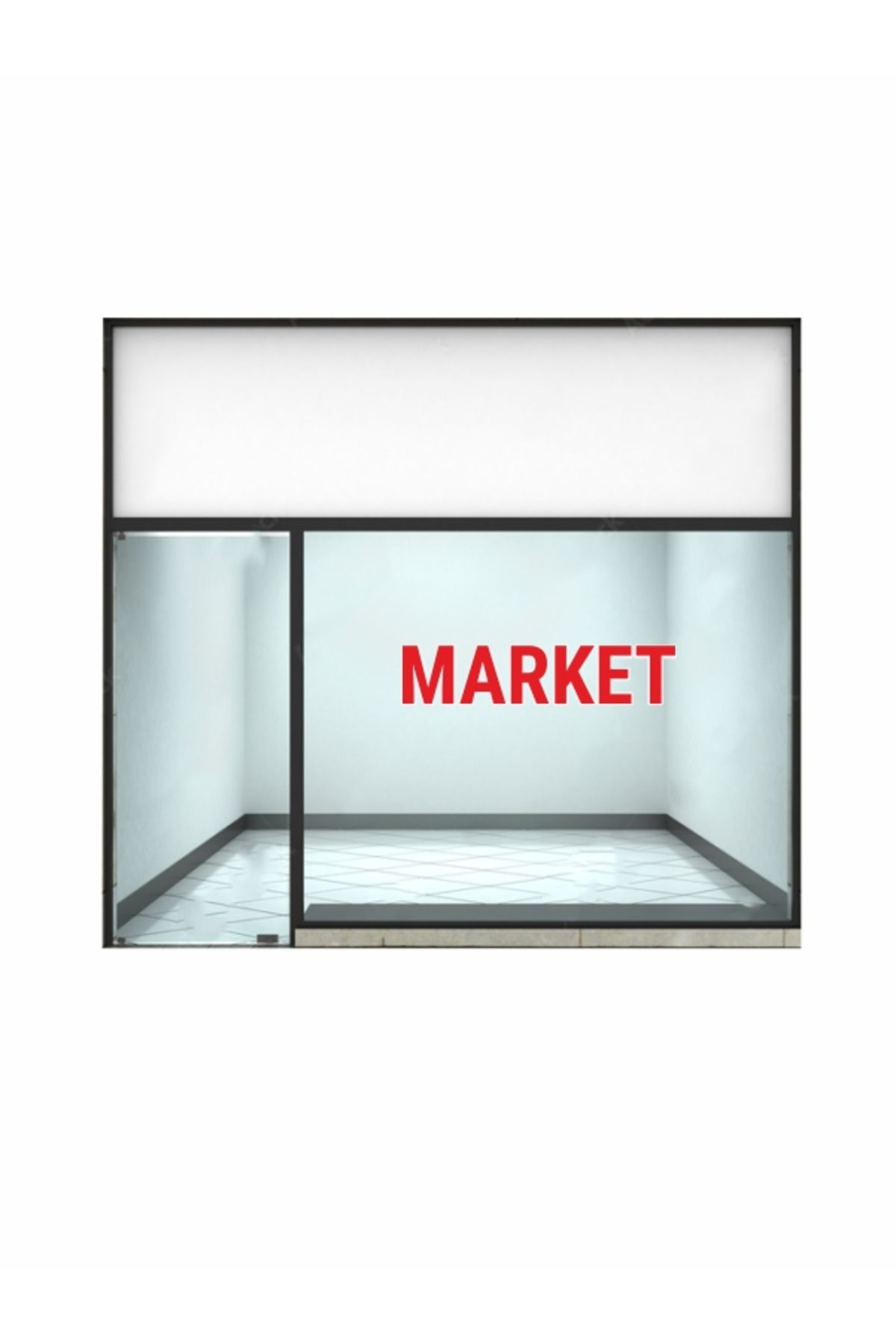 nesa reklam Market Yazısı Cam Sticker Yapışkanlı Folyo 20x95 cm