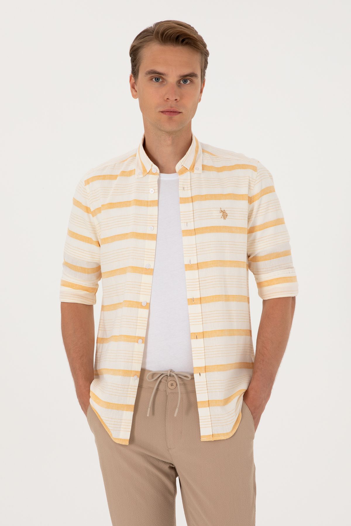 U.S. Polo Assn. Erkek Hardal Uzun Kollu Gömlek 50300198-VR072