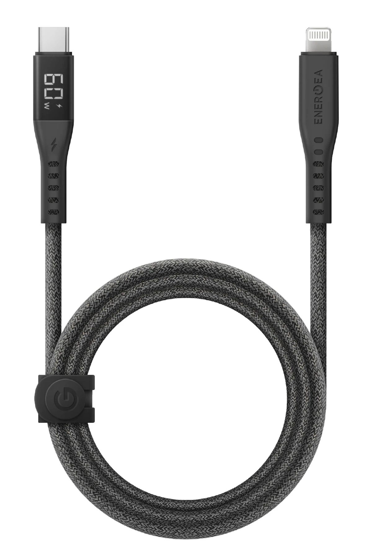 Energea Flow 1.5M 60W Dijital Göstergeli Type-C to Lightning PD Hızlı Şarj Kablosu