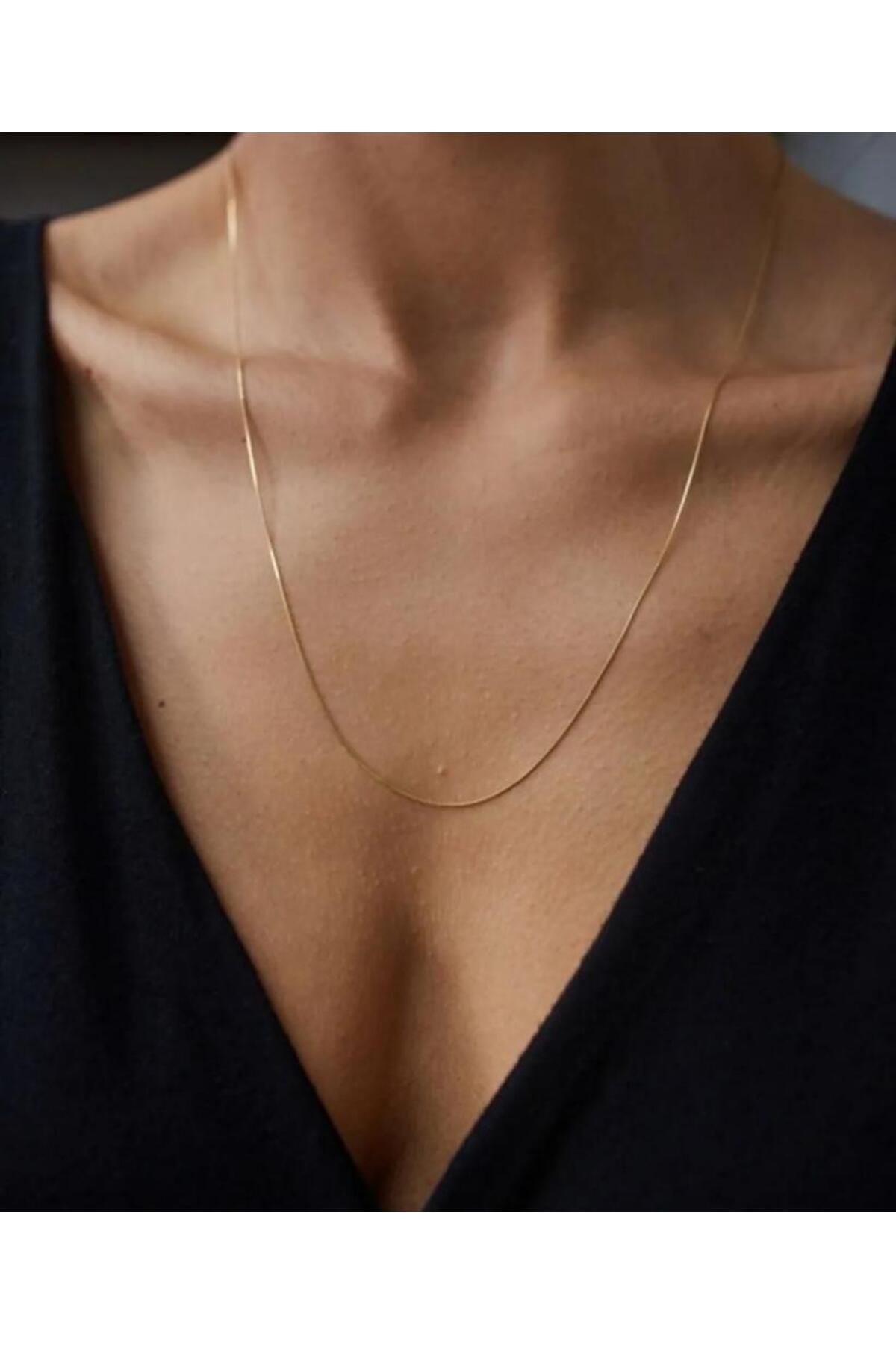 KS KİLİGİSTANBUL Gold Renk 60 Cm Unisex Çelik Ince Italyan Zincir Kolye