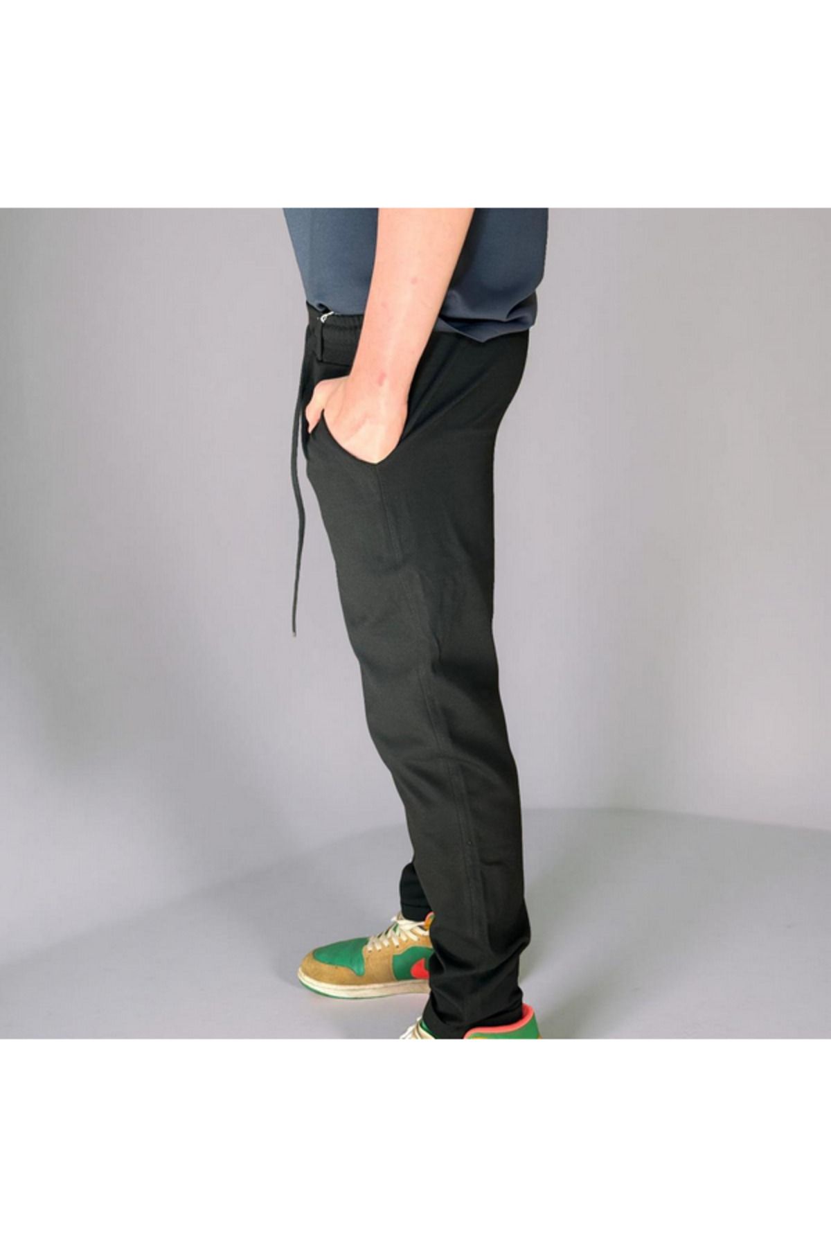 MODA Erkek Önü Kemerli Beli Lastikli Diyogenal Kumaş Jogger Kesim Duble Paça Pantolon