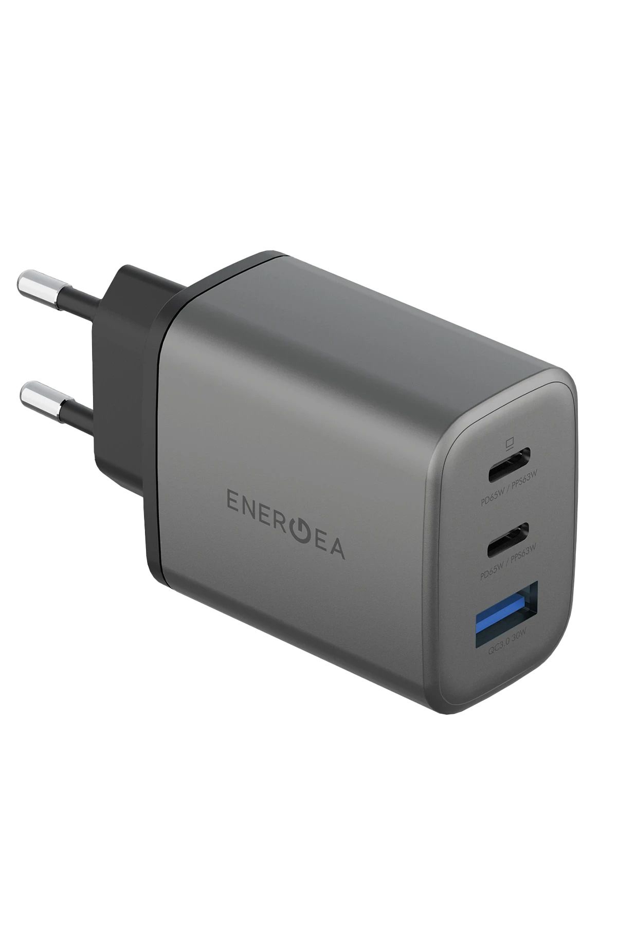 Energea AmpCharge GaN65 2 Adet 65W Type-C ve 30W USB 3.0 Çıkışlı Hızlı Şarj Aleti