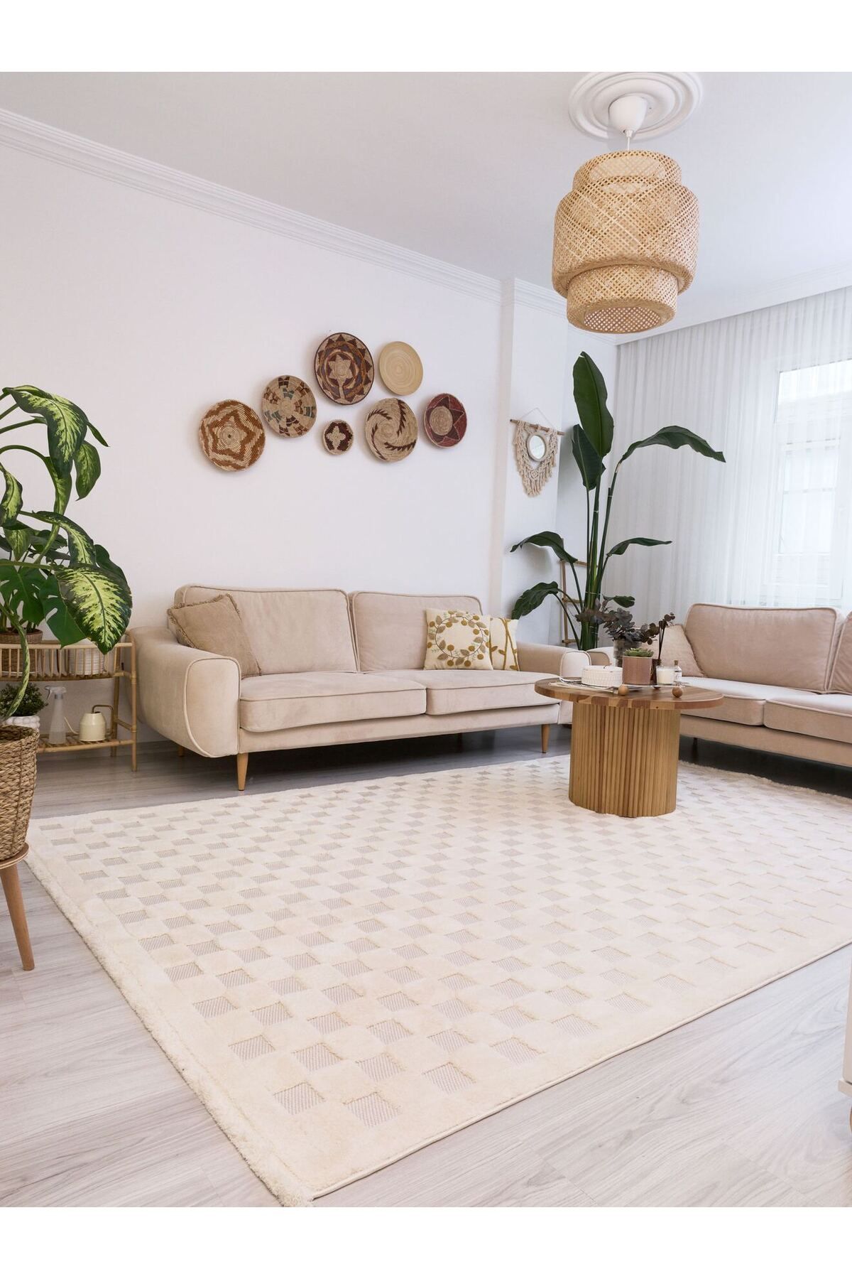 akbel halı & yatak exclusive home design Orion 4211 Krem - Dokuma Halı | Flat Cut Desenli Salon Halısı