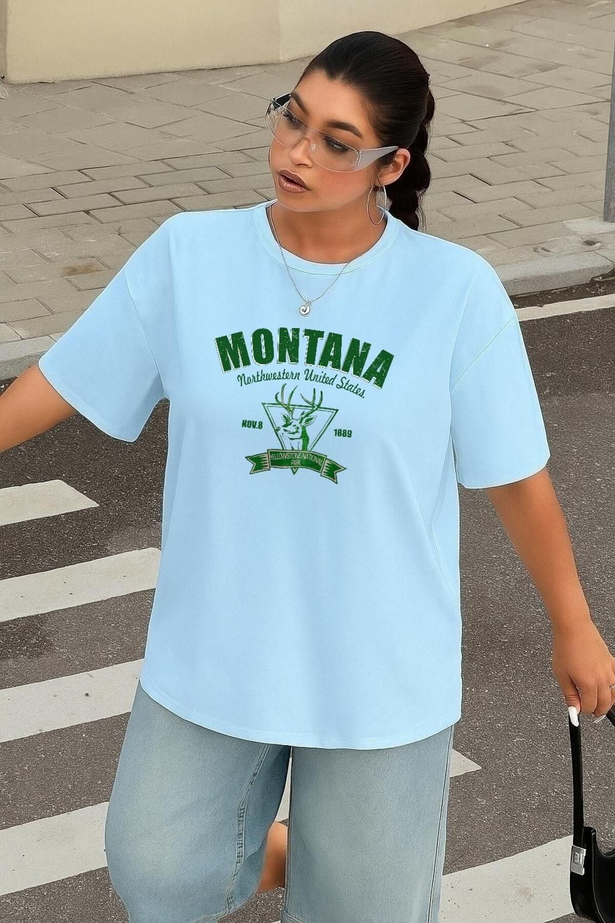 BENROMA BÜYÜK BEDEN MONTANA BASKILI UNİSEX TİŞÖRT