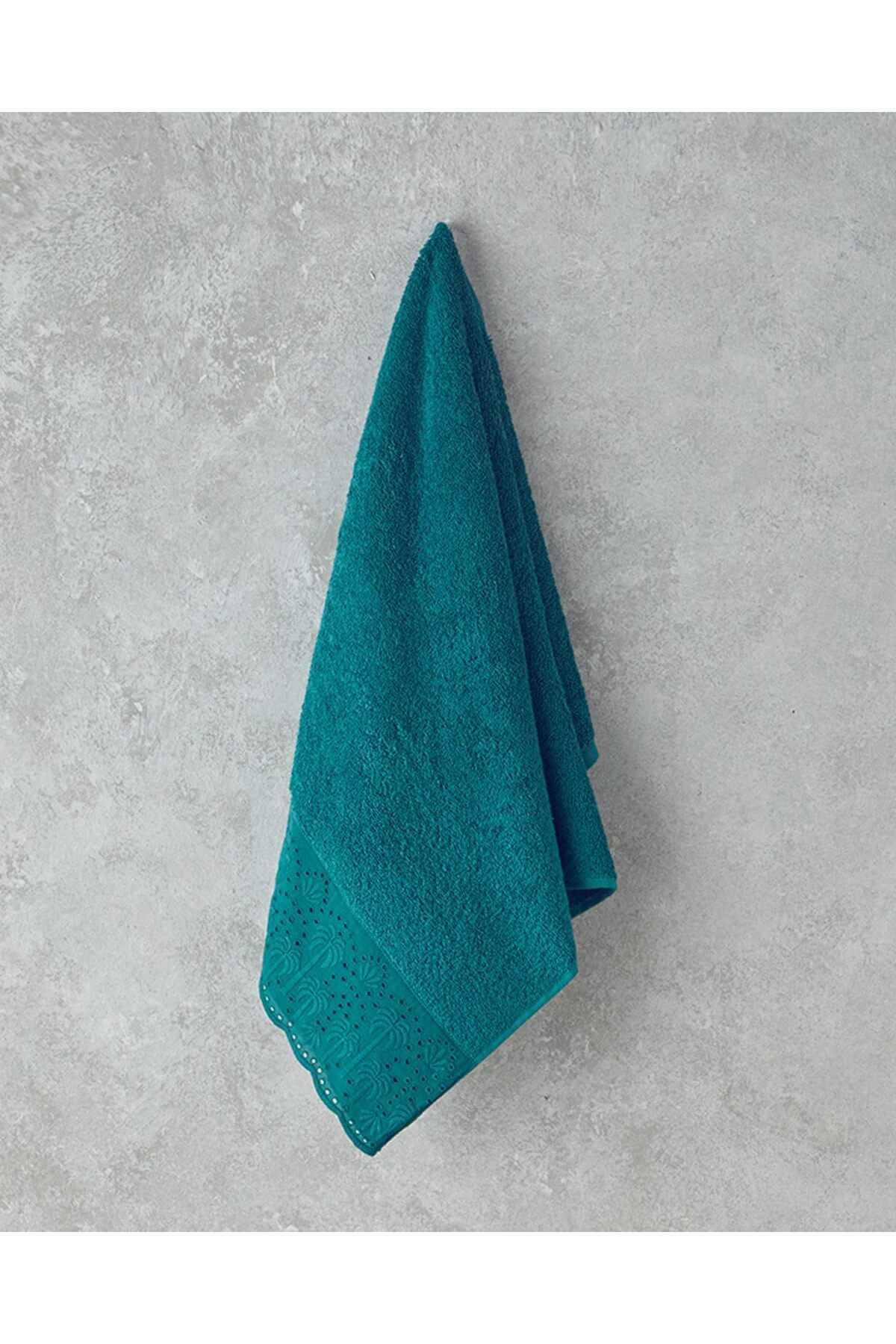 MEGOBİNE WHERE Home Festoon Palm Pamuklu Yüz Havlusu 50x80 cm Yeşil ZTML SYFT 1139610