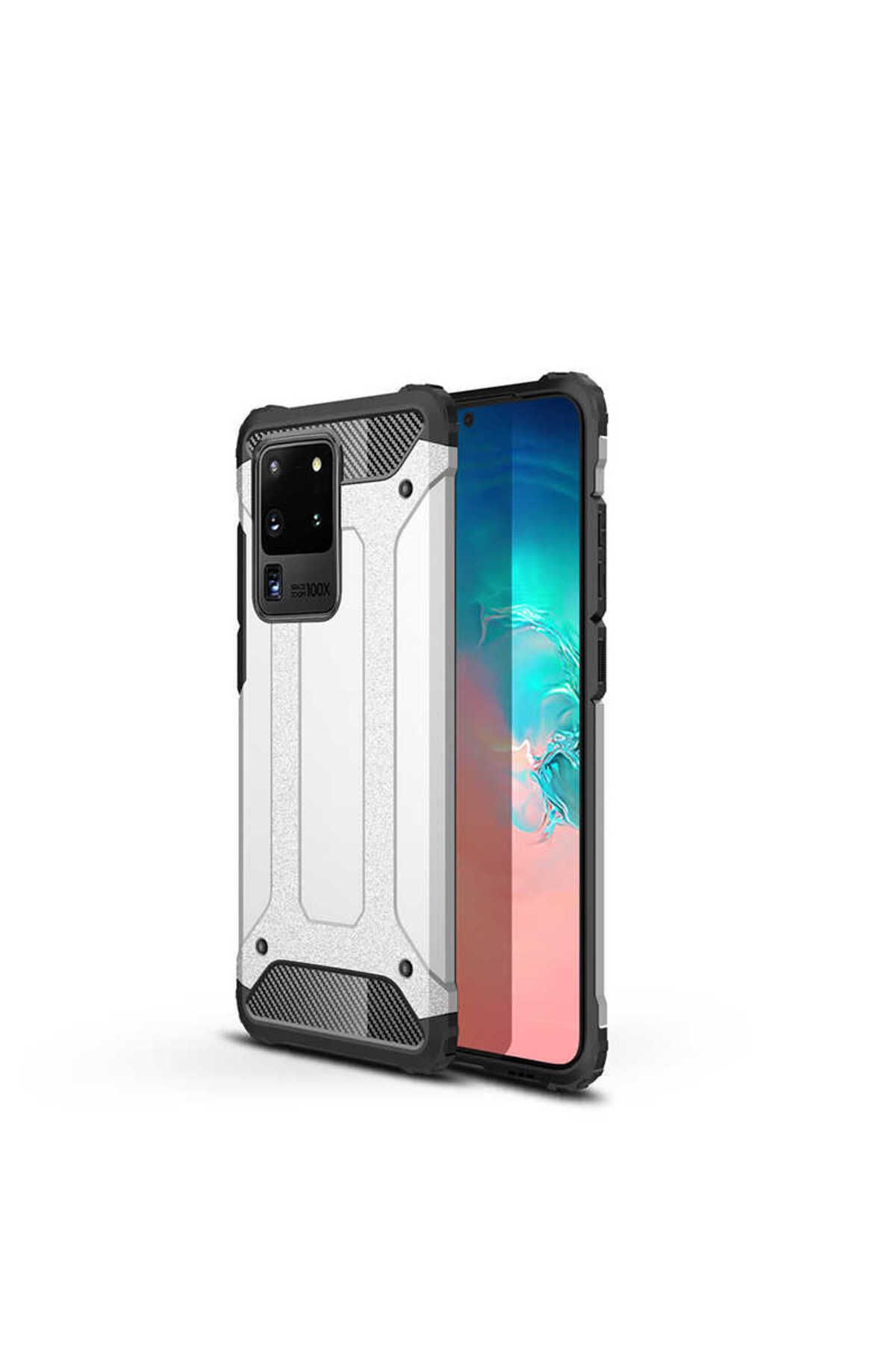 halkhouse Galaxy S20 Ultra Kılıf Zırh Tank Sert Korumalı Silikon Crash Silikon Kapak