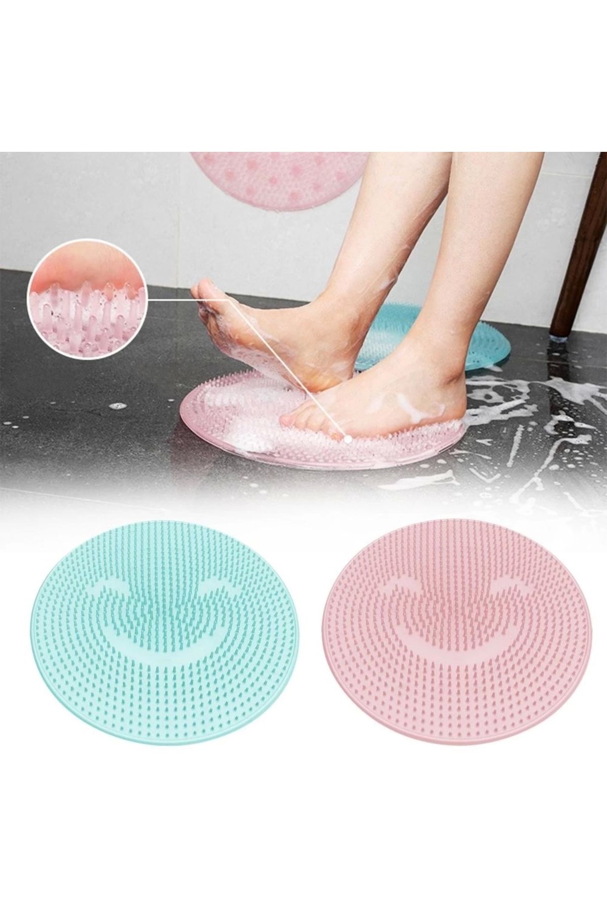 shop Silikon Fırçalı Banyo Masaj Matı ve Ayaklar için Topuk Masaj Paspası