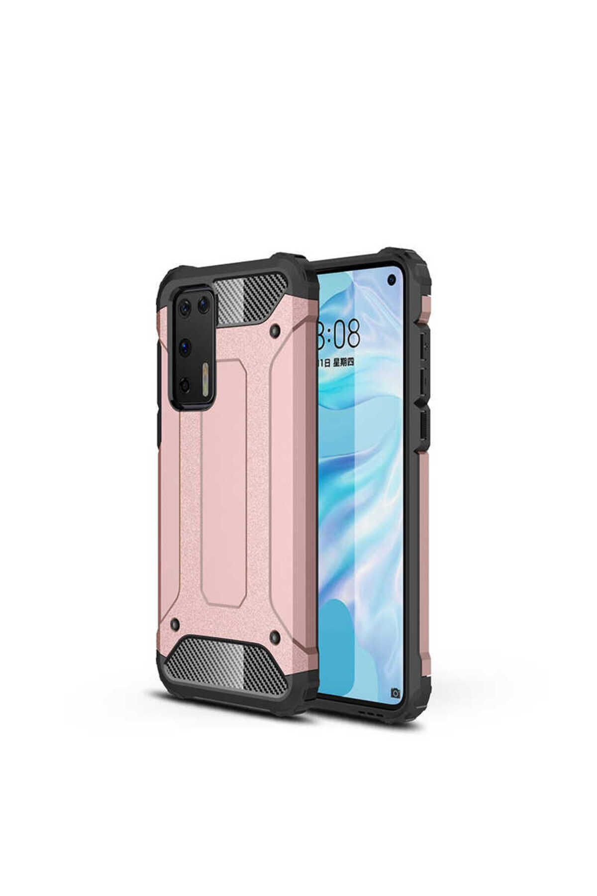 halkhouse Huawei P40 Kılıf Zırh Tank Sert Korumalı Silikon Crash Silikon Kapak