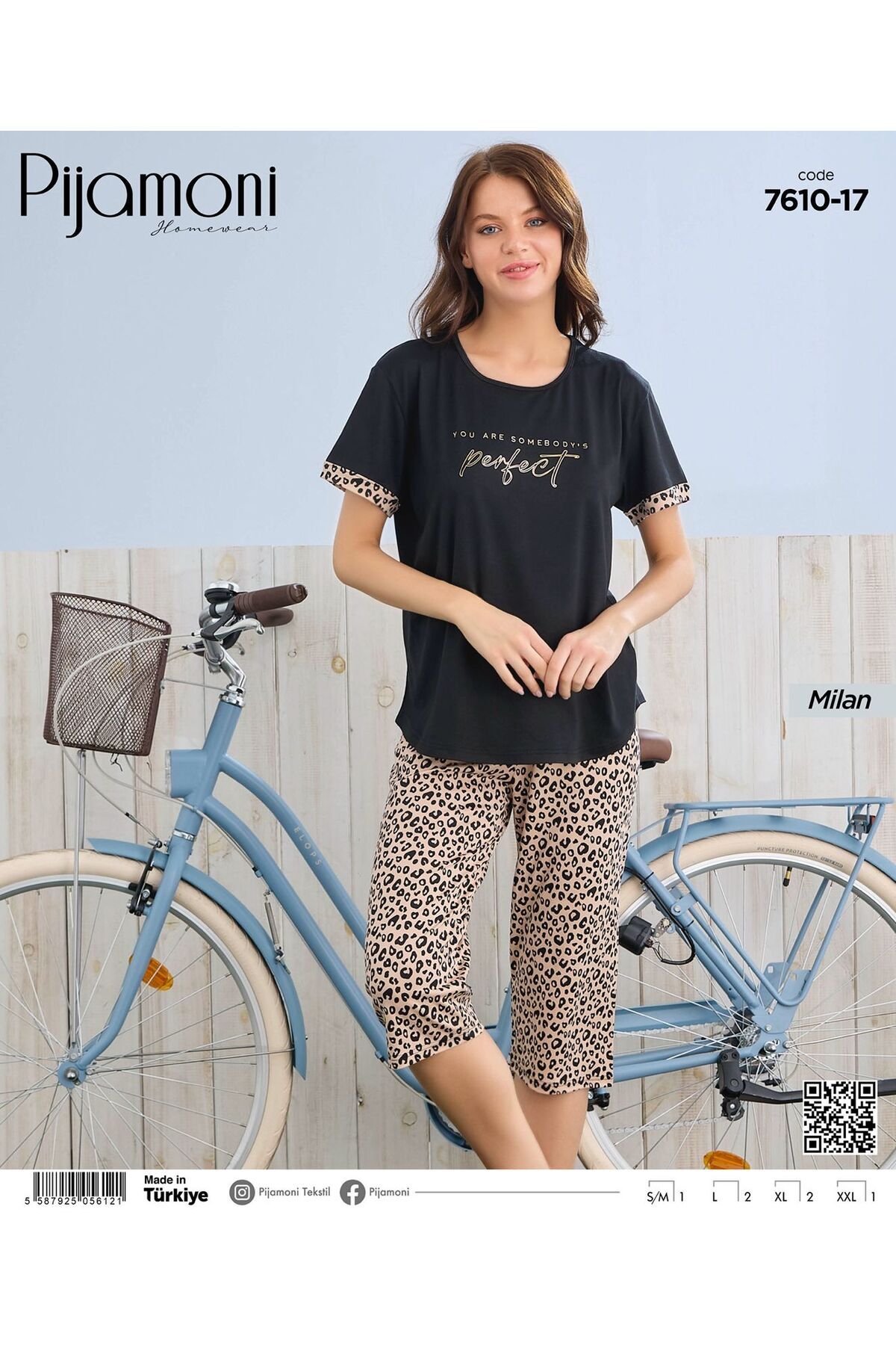 Pijamoni Bambu Milan Kumaş Leopar Desenli Kaprili Kadın Pijama Takımı