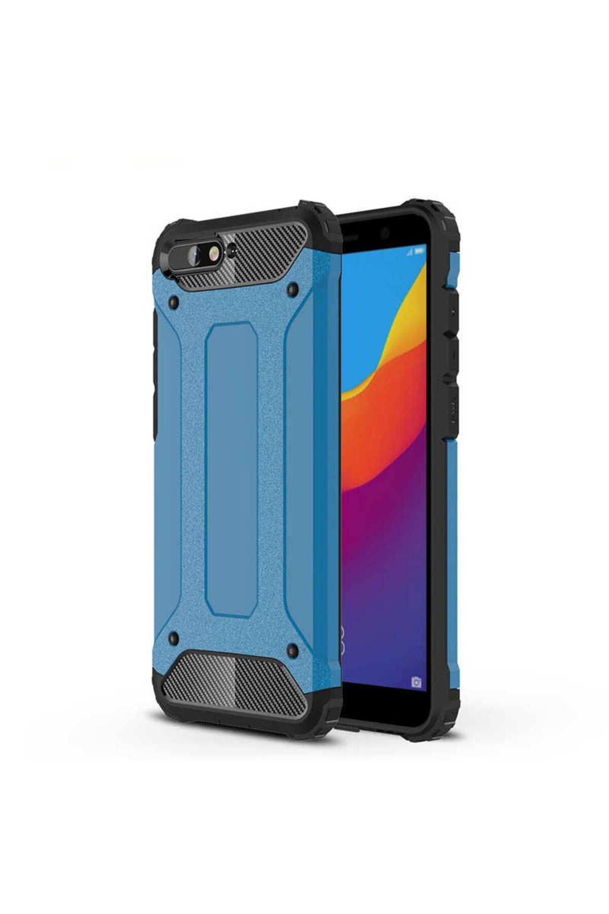 halkhouse Huawei Y6 2018 Kılıf Zırh Tank Sert Korumalı Silikon Crash Silikon Kapak