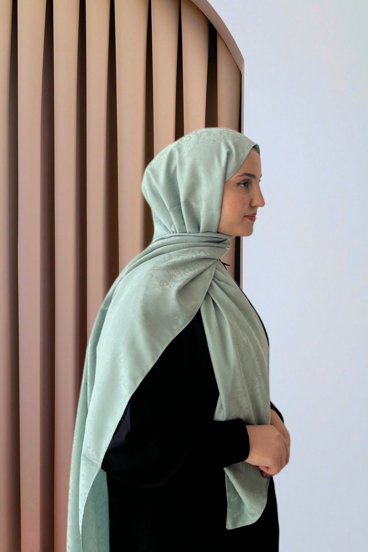 SarQa Scarft Çiçek Desen Jakar Şal