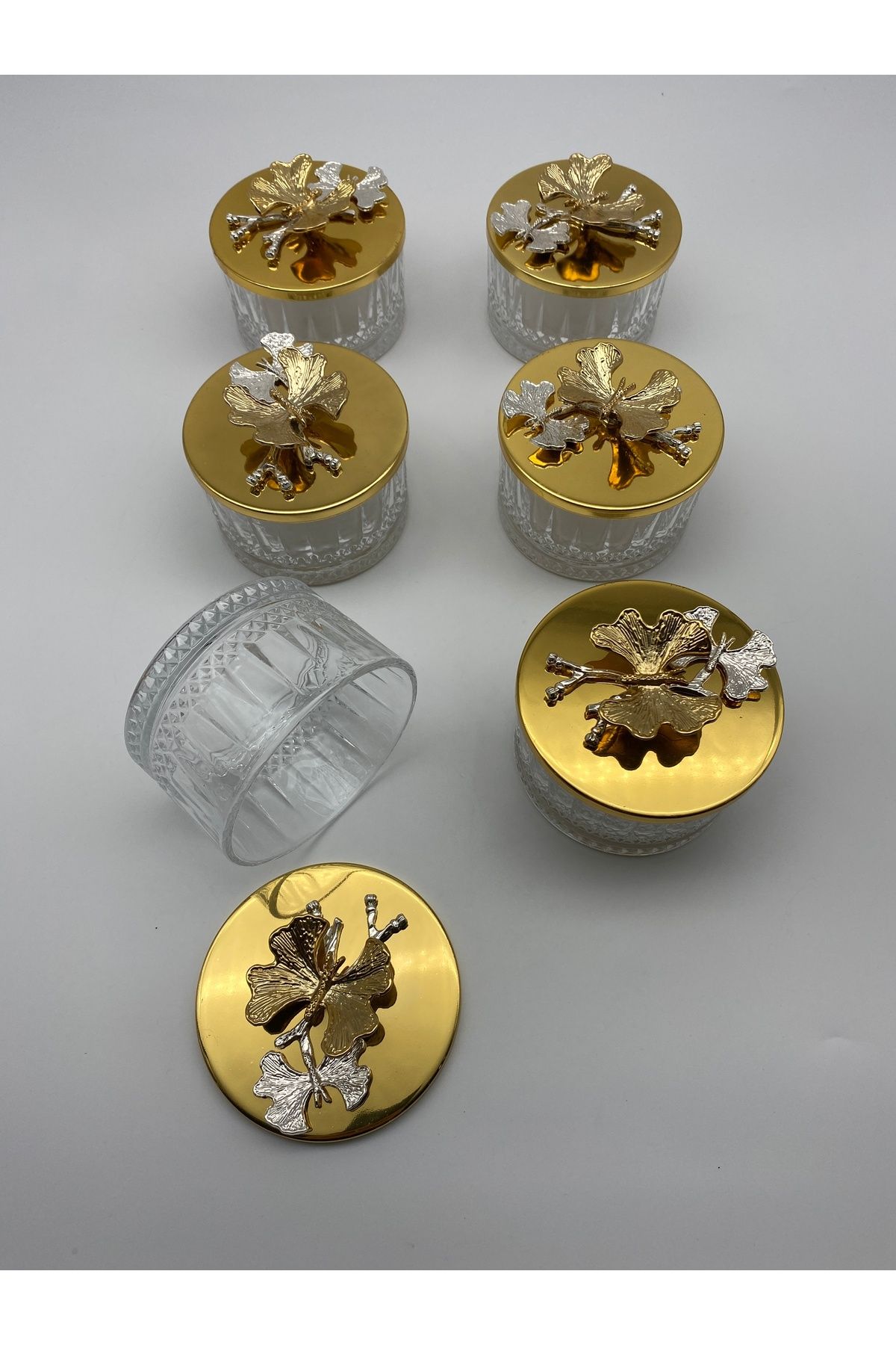 Fiyakalı Ürünler Atölyesi 6'lı Gold Kapaklı Timeless Cam Tatlı, Dondurma Kasesi, Çerezlik, Reçellik, Çeyizlik, Sunumluk Kase