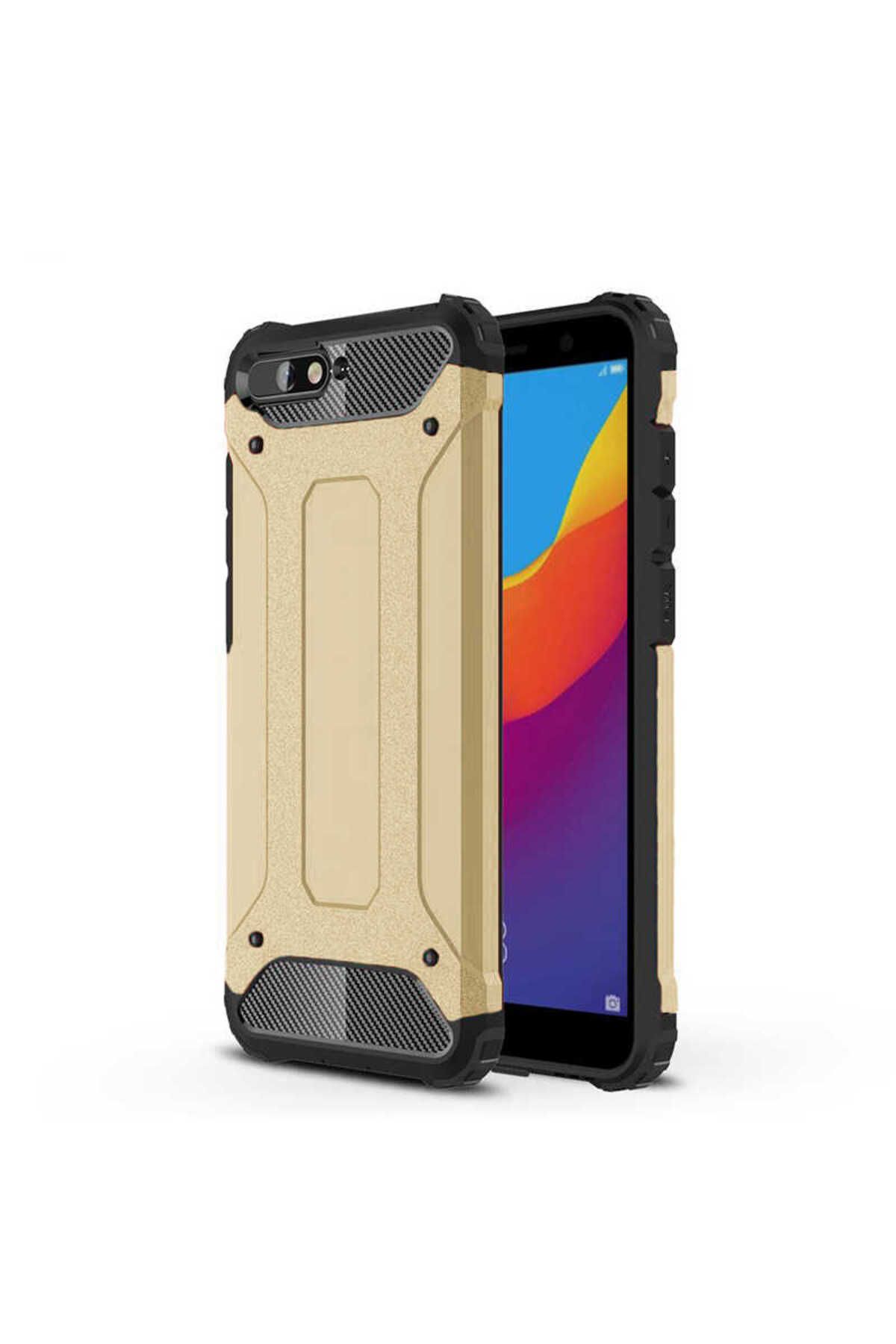 halkhouse Huawei Y6 2018 Kılıf Zırh Tank Sert Korumalı Silikon Crash Silikon Kapak