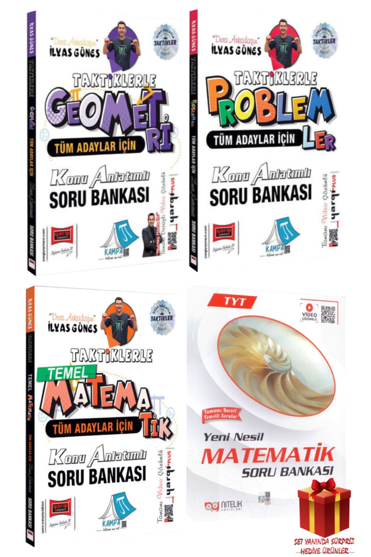 Yargı Yayınları İlyas Güneş Tüm Adaylar İçin Taktiklerle Matematik+ Geometri+ Problemler Konu Anlatımlı Soru Bankası