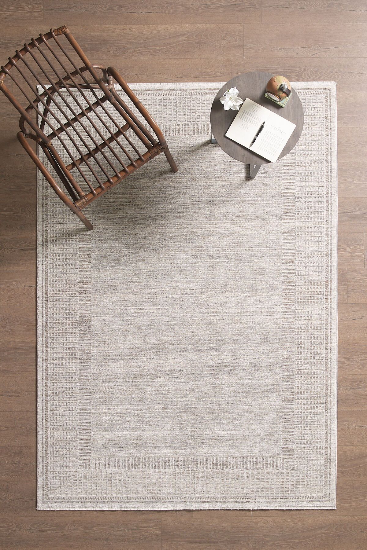 venucci home & living Olivia Premium Bambu Polyester Oturma Odası Salon Yatak odası Halısı Eskitme Vintage Halı