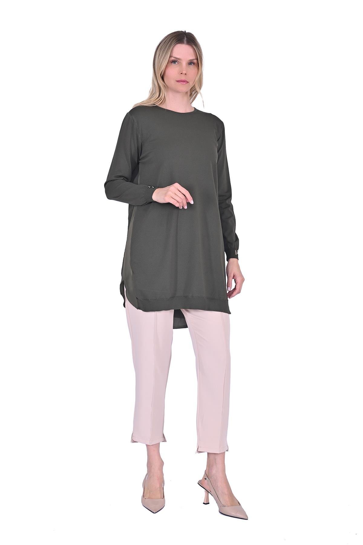 Invee-Shirt Paneled knitwear tunic nefti̇ 1