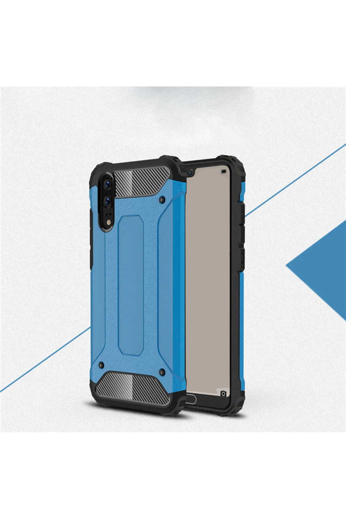 halkhouse Huawei P20 Kılıf Zırh Tank Sert Korumalı Silikon Crash Silikon Kapak