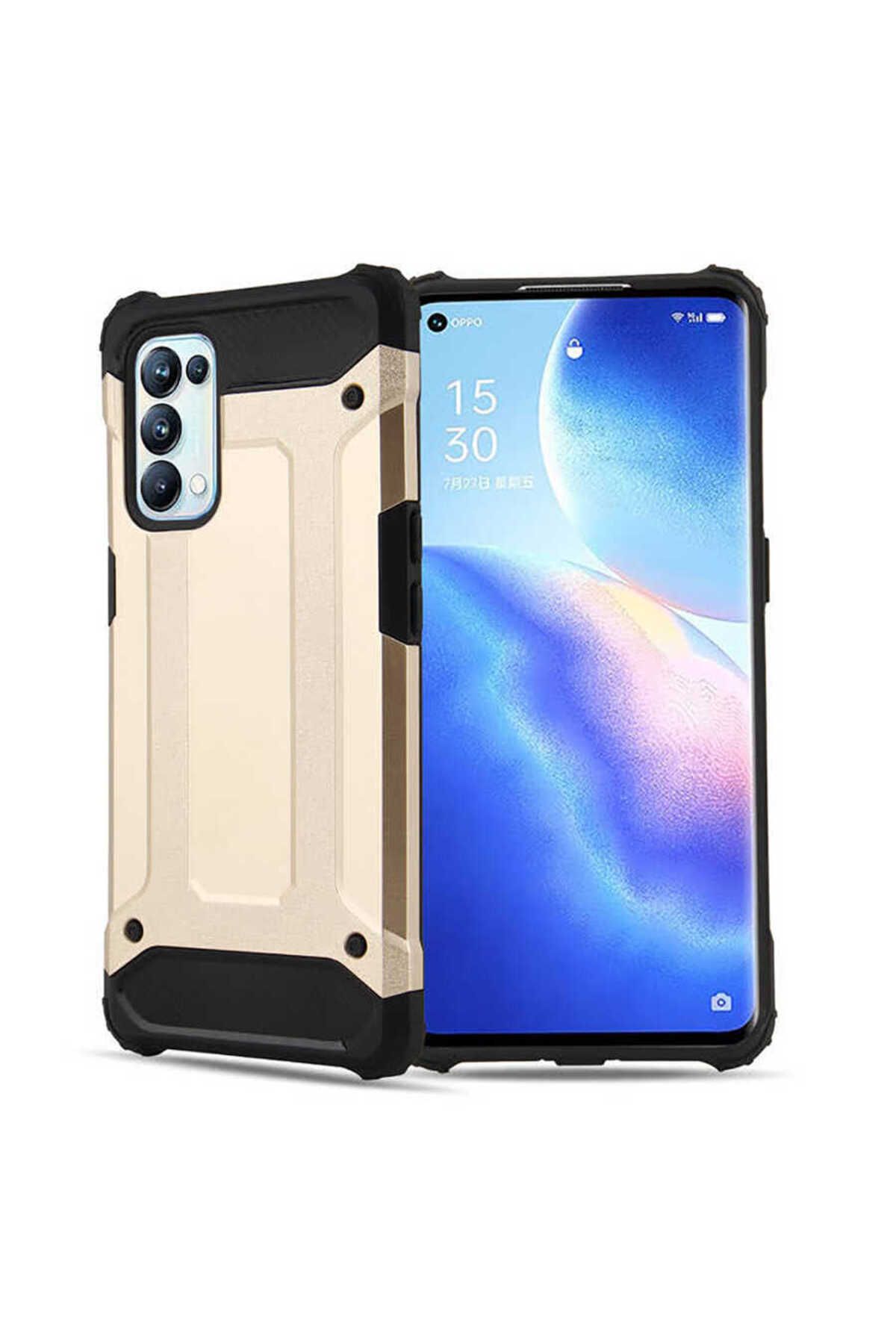 halkhouse Oppo Reno 5 Pro 5G Kılıf Zırh Tank Sert Korumalı Silikon Crash Silikon Kapak