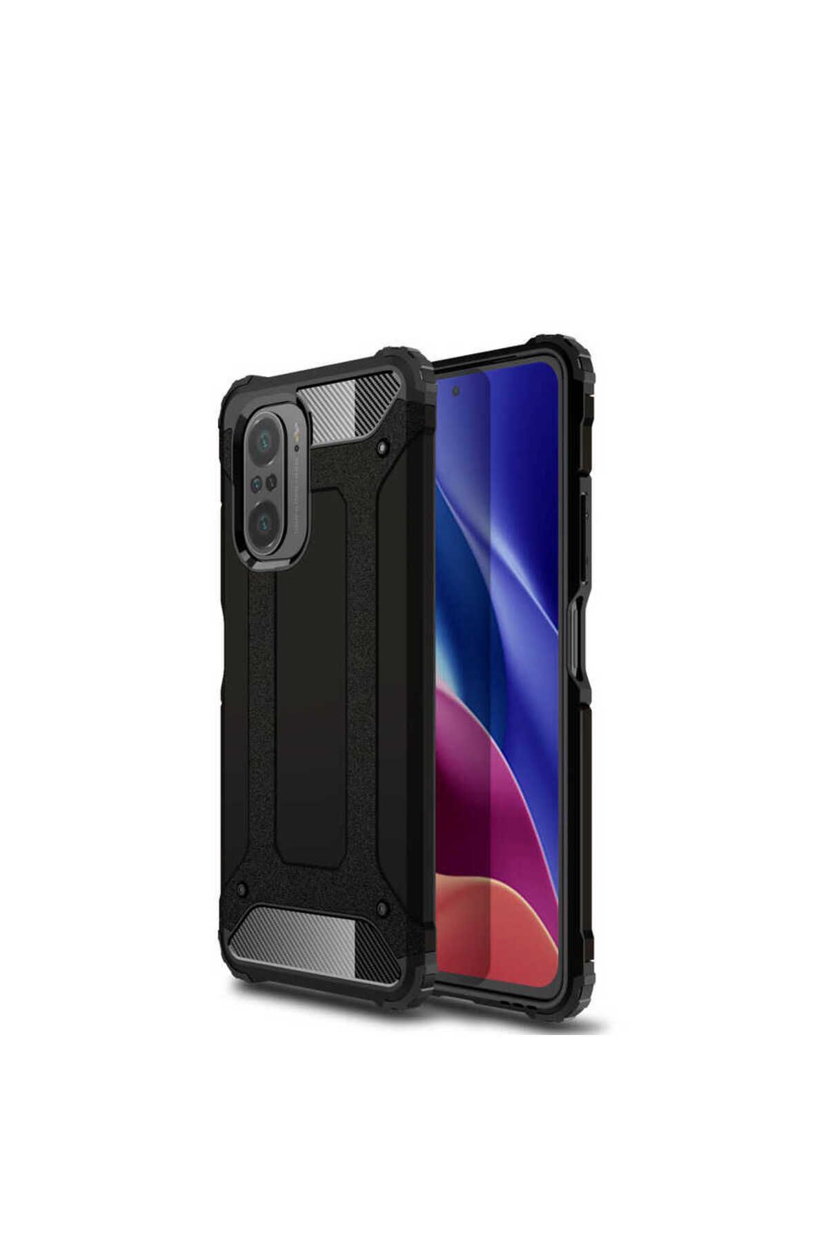 halkhouse Xiaomi Redmi K40 Kılıf Zırh Tank Sert Korumalı Silikon Crash Silikon Kapak