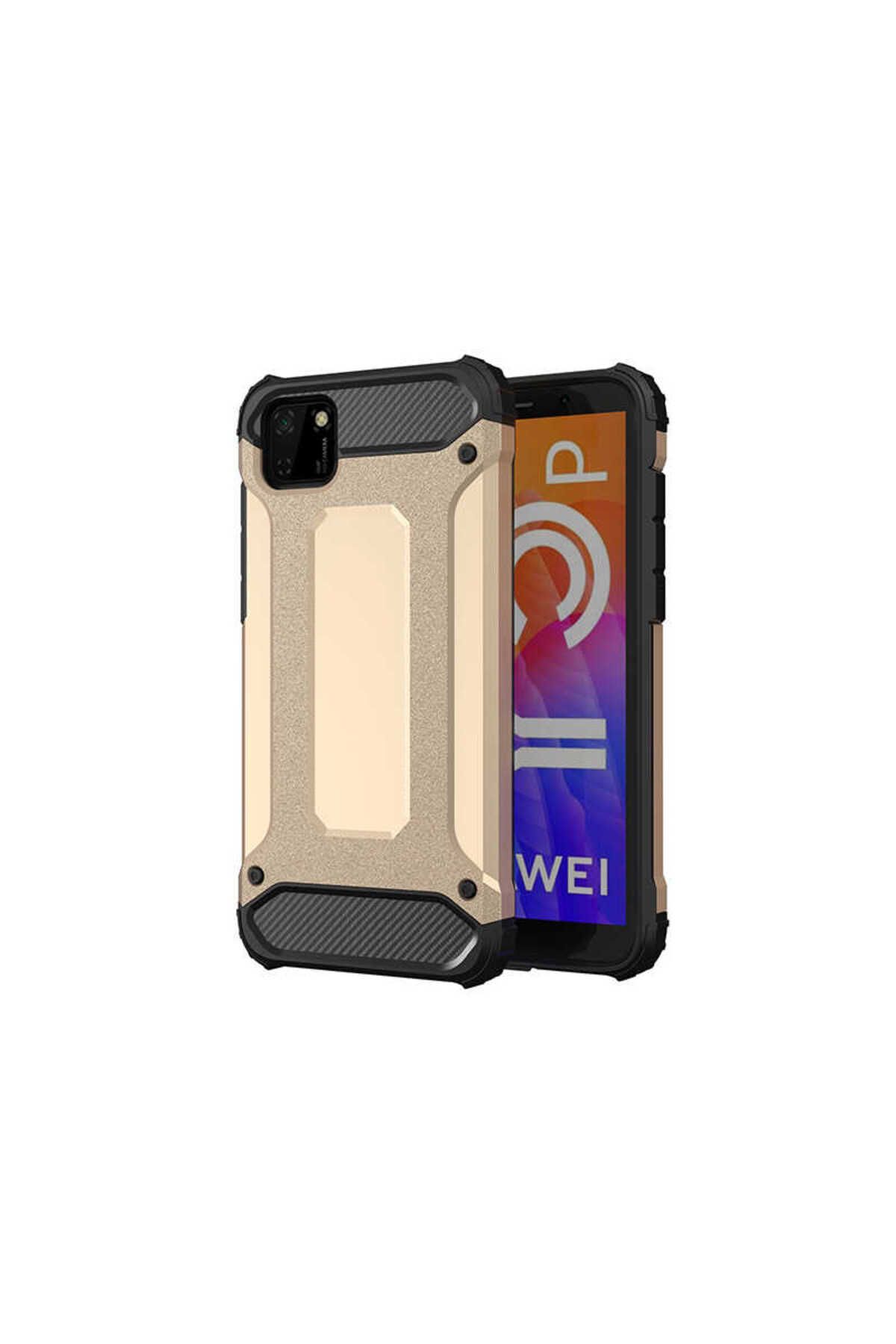 halkhouse Huawei Y5P Kılıf Zırh Tank Sert Korumalı Silikon Crash Silikon Kapak