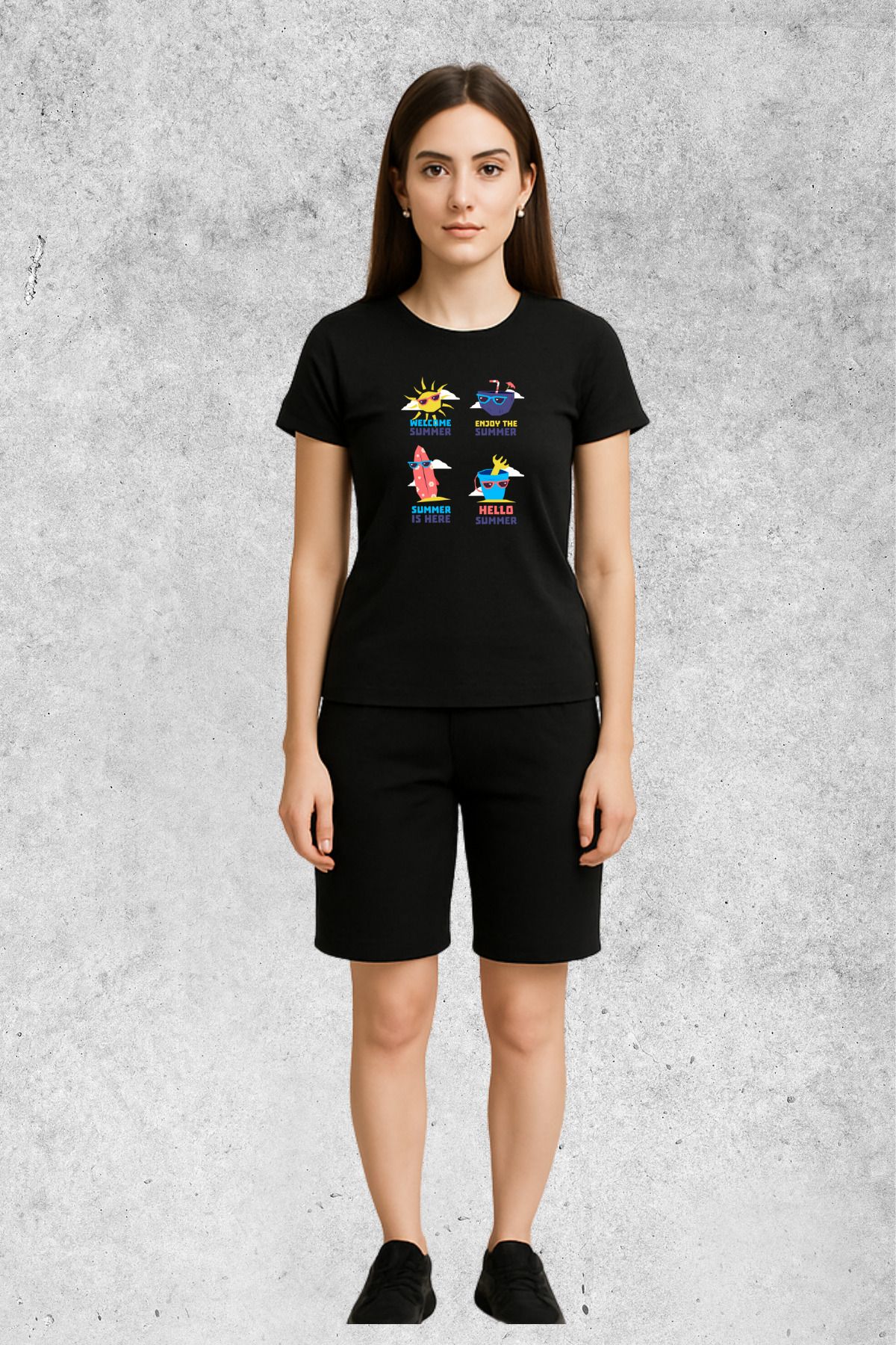 MOLICO BASİC unisex sıfır yaka kısa kollu WELCOME SUMMER BASKILI TSHİRT