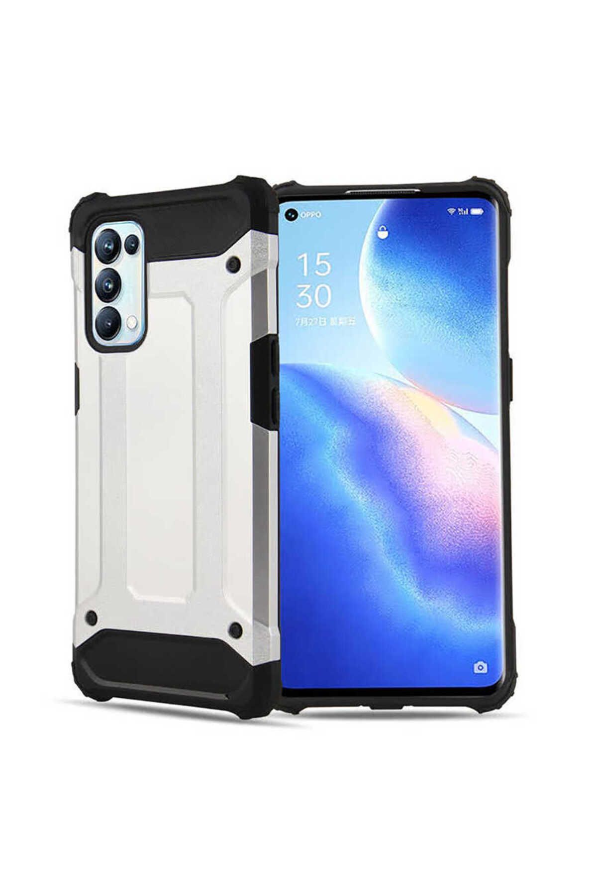 halkhouse Oppo Reno 5 Pro 5G Kılıf Zırh Tank Sert Korumalı Silikon Crash Silikon Kapak