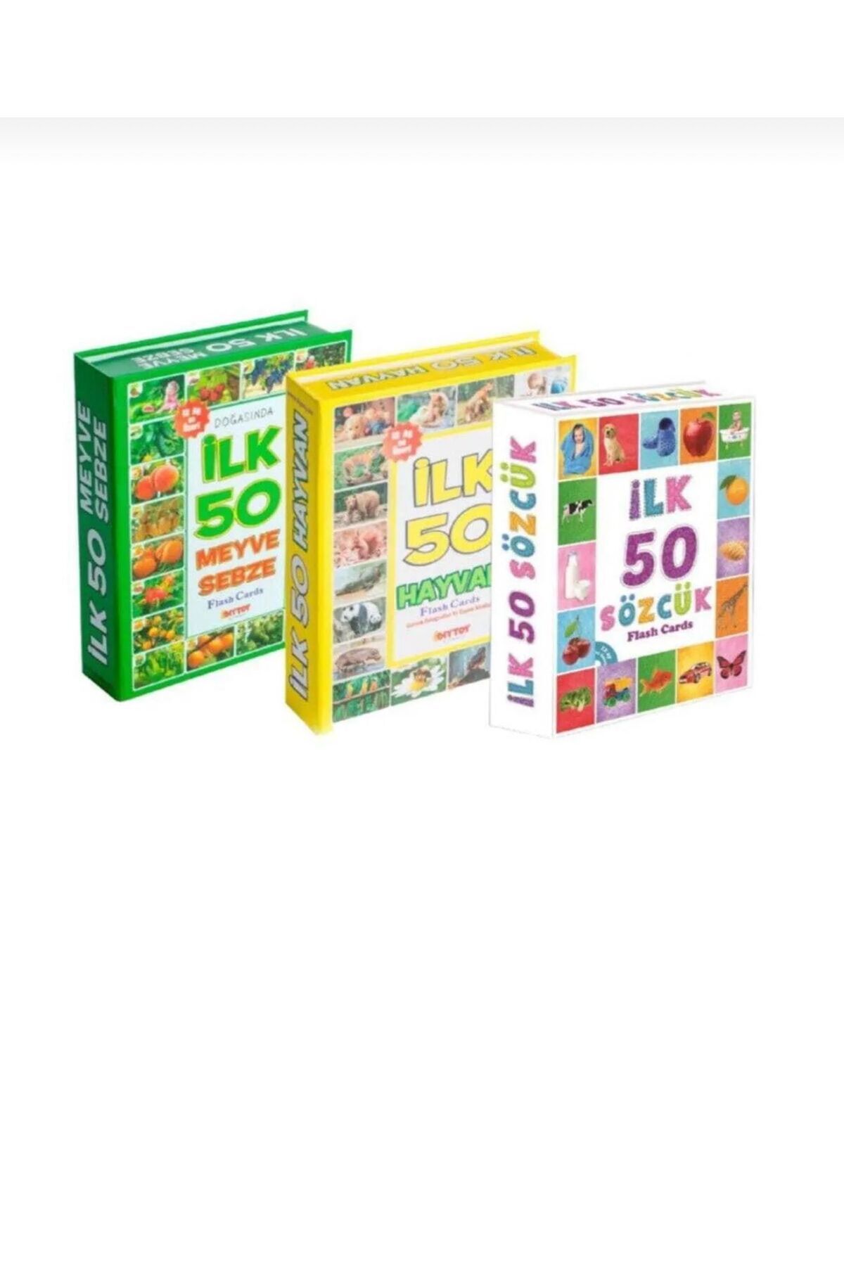 scntoys 3'lü Eğitim Seti ( Ilk 50 Sözcük + Ilk 50 Hayvan + Ilk 50 Sebze Meyve Eğitici Oyuncak 150 PARÇA KART