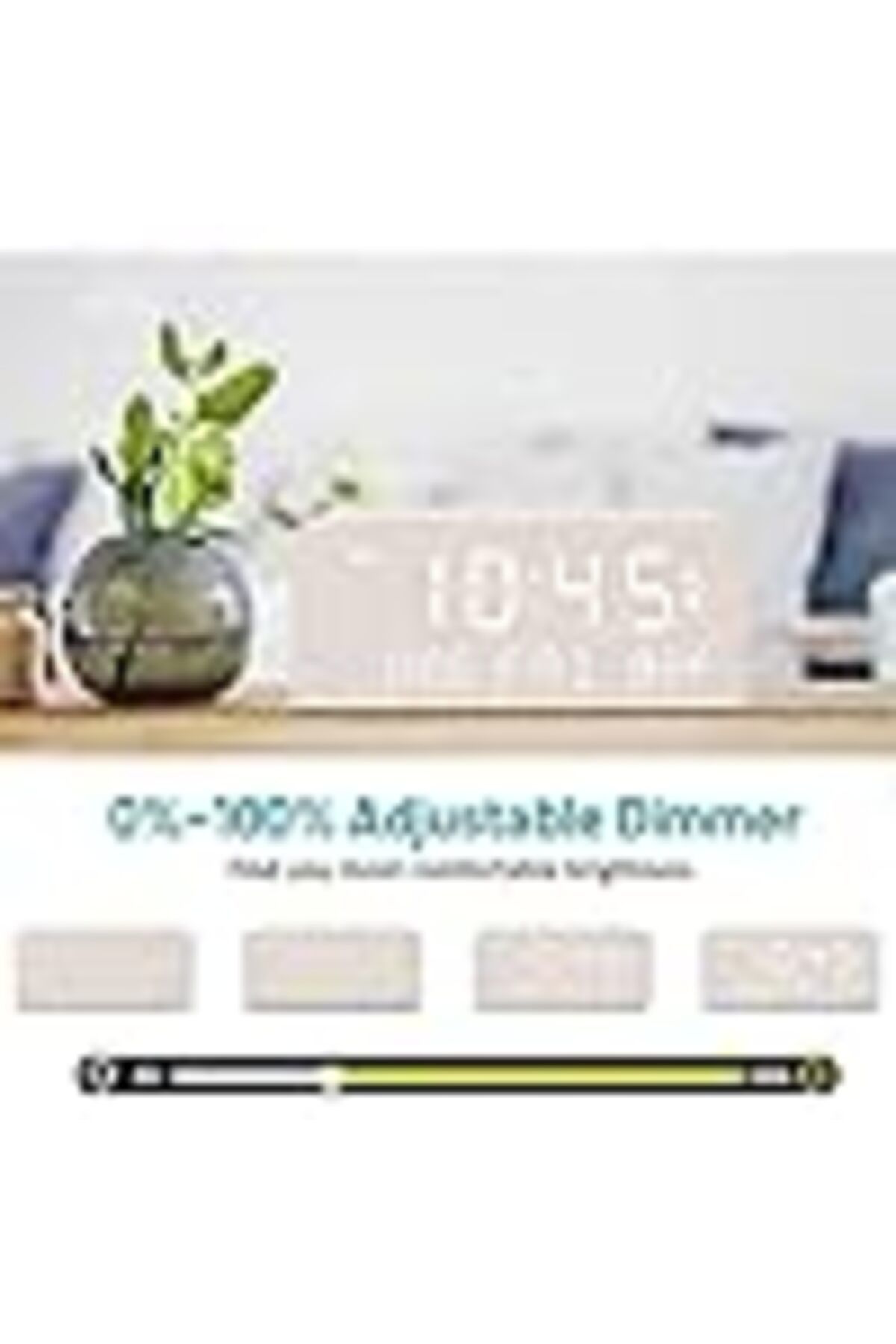 COOYA-Wooden Digital Alarm Clock, Multi-Function Smart Clock, LED Light Clock with USB Power Supply 5