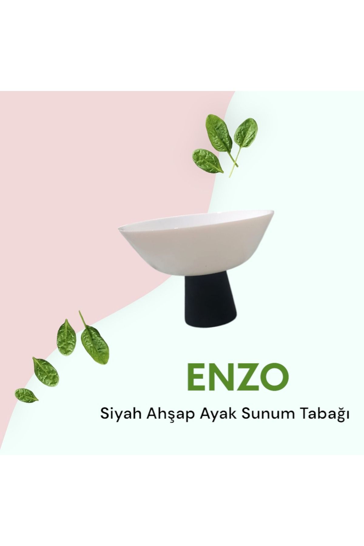 Violenza Home Enzo (Siyah )Ahşap Ayaklı 23 Cm Çukur Sunum Tabağı, Meyvelik, Tatlı Sunumu, Çerezlik, Kase ,Sunumluk